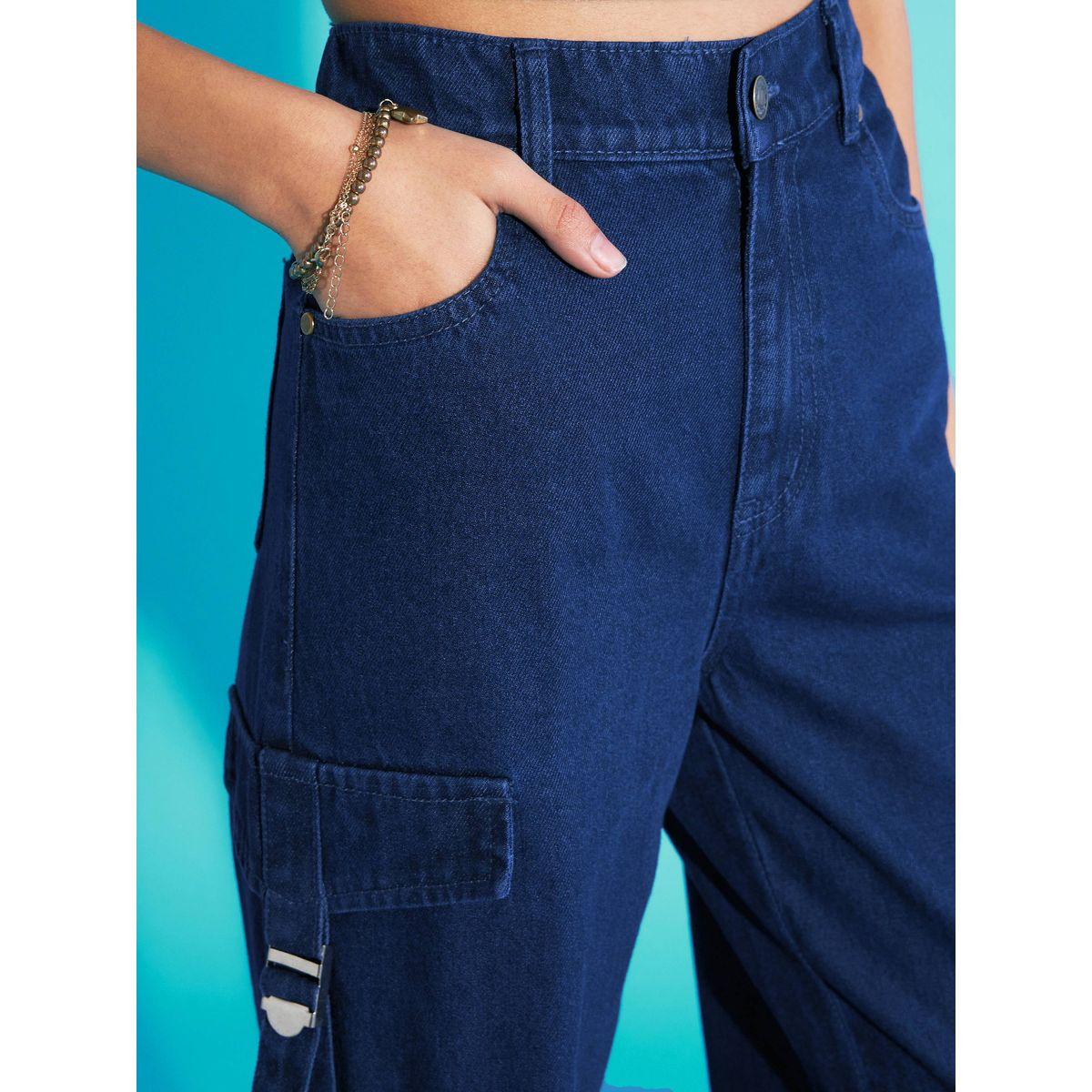 Noh-Voh X Styli  Solid Acid Wash Side Tape Cargo Jeans-girls-clothing-bottoms-jeansandjeggings-image-4
