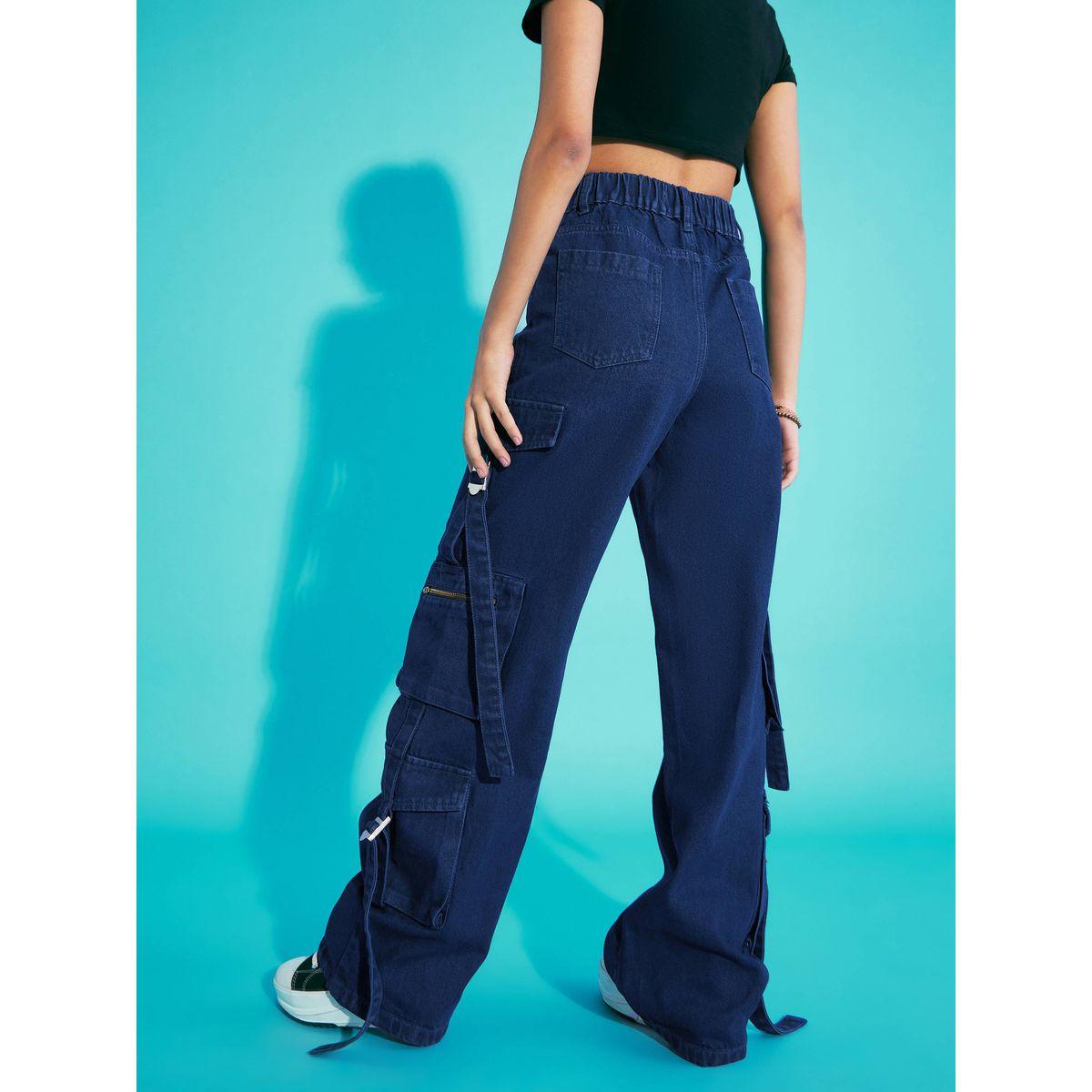 Noh-Voh X Styli  Solid Acid Wash Side Tape Cargo Jeans-girls-clothing-bottoms-jeansandjeggings-image-5