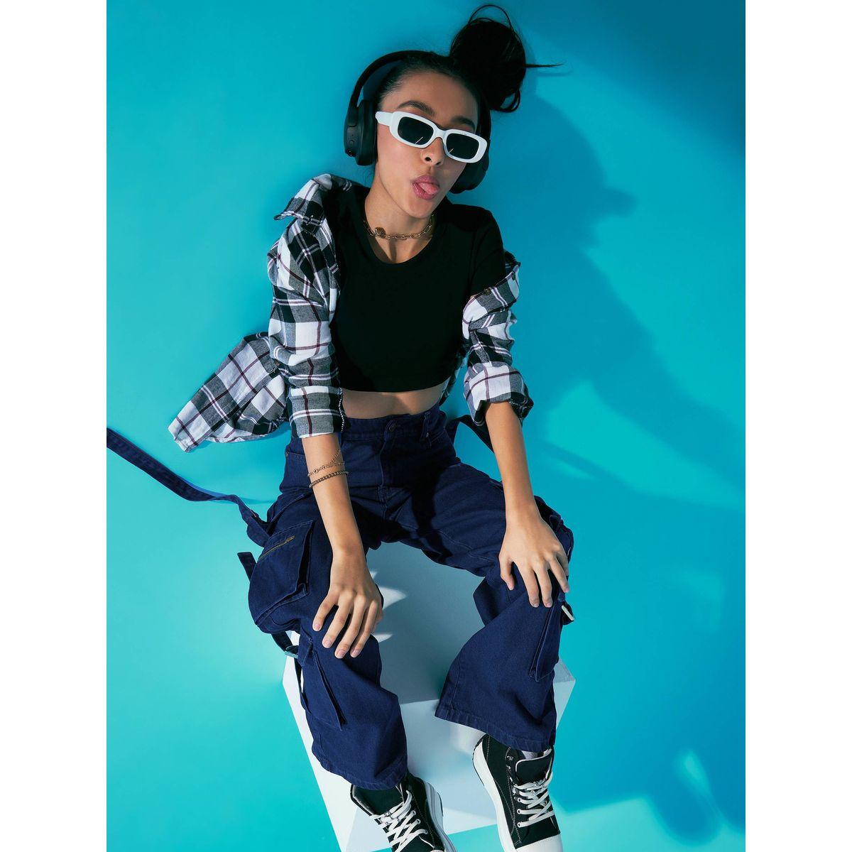 Noh-Voh X Styli  Solid Acid Wash Side Tape Cargo Jeans-girls-clothing-bottoms-jeansandjeggings-image-7