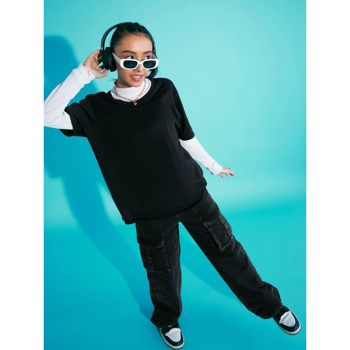 Noh-Voh X Styli  Acid Wash Elasticated Waist Cargo Jeans-girls-clothing-bottoms-jeansandjeggings-image-2