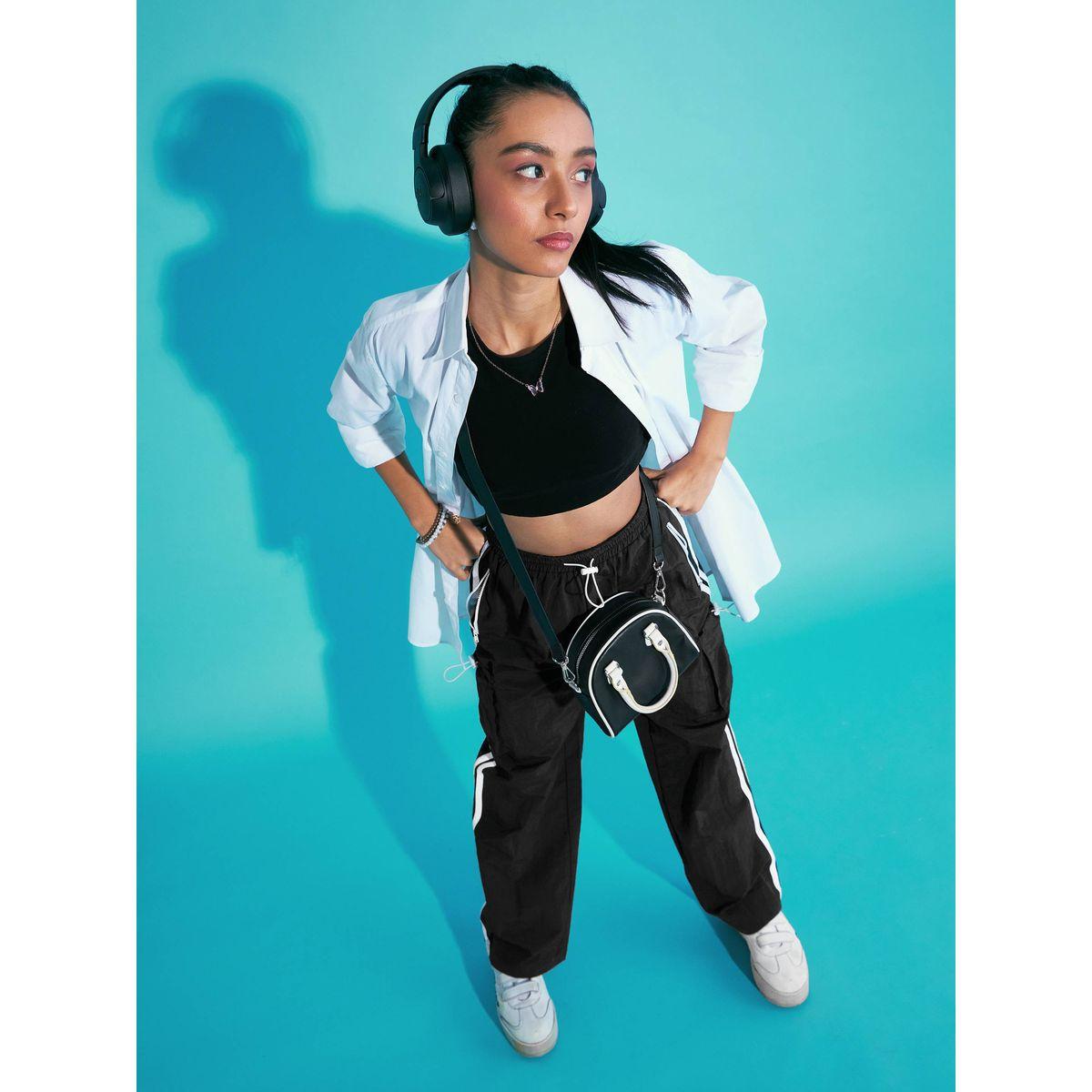 Noh-Voh X Styli  Contrast Side Tape Cargo Parachute Pants-girls-clothing-bottoms-trousers-image-2