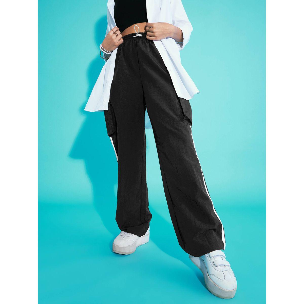 Noh-Voh X Styli  Contrast Side Tape Cargo Parachute Pants-girls-clothing-bottoms-trousers-image-3