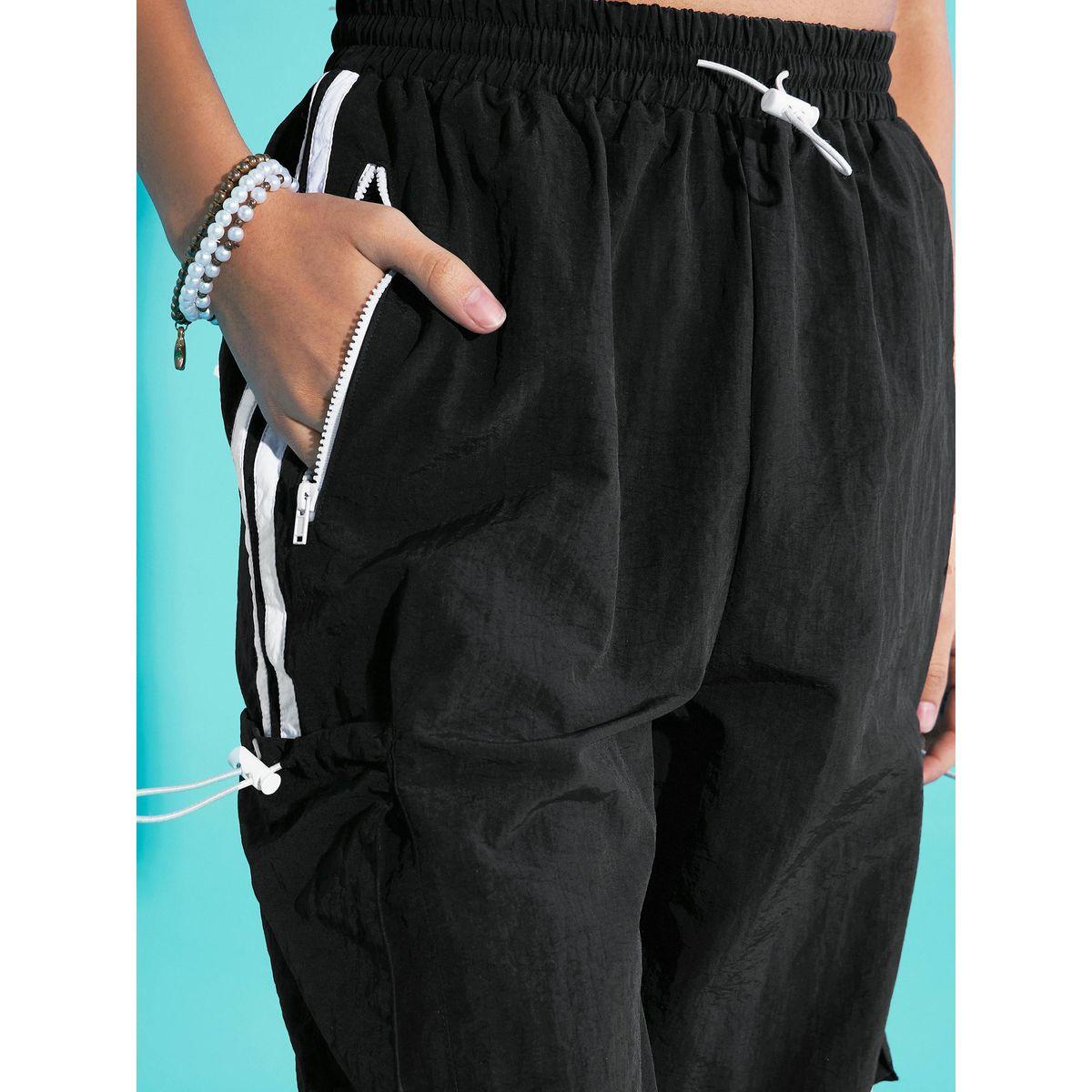 Noh-Voh X Styli  Contrast Side Tape Cargo Parachute Pants-girls-clothing-bottoms-trousers-image-4