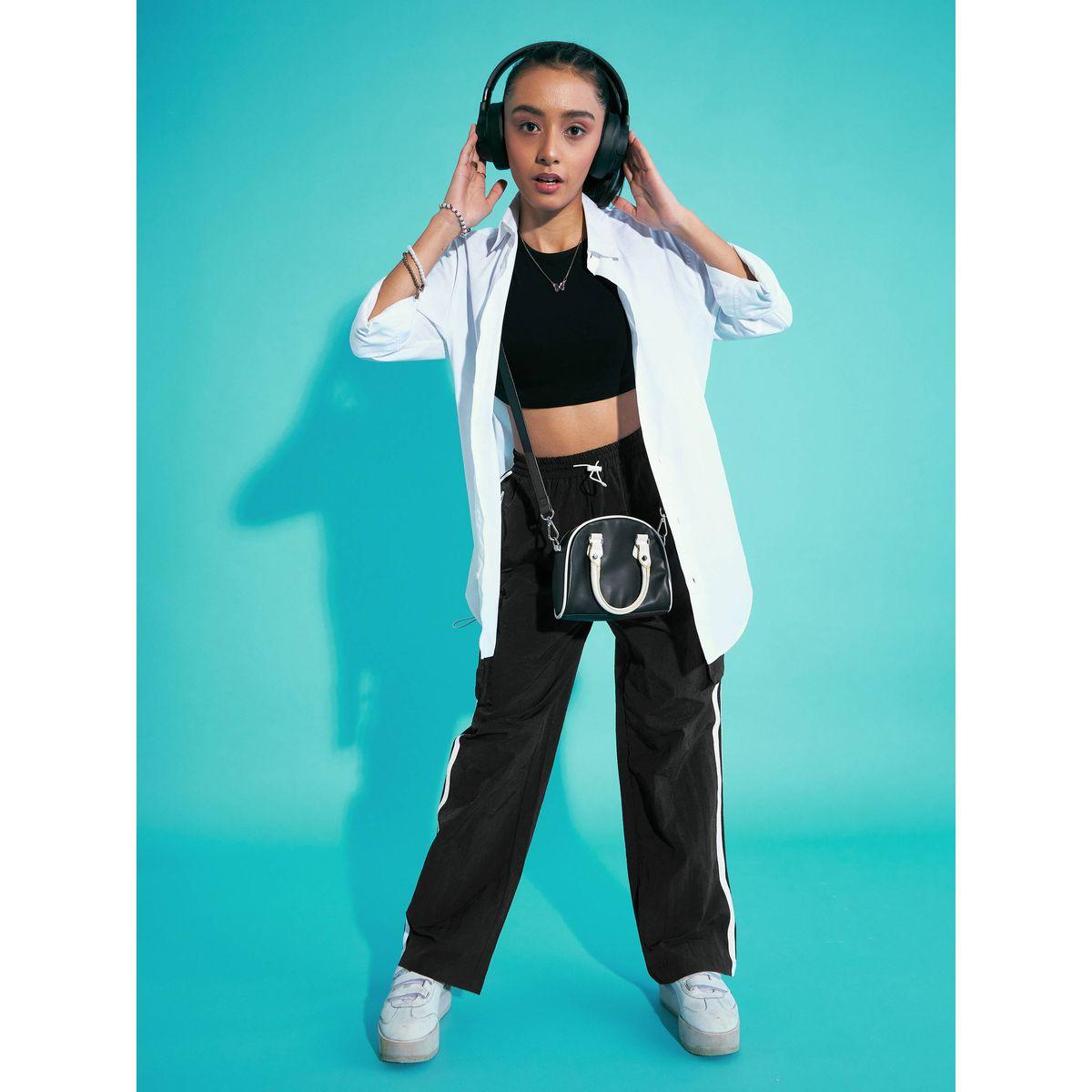 Noh-Voh X Styli  Contrast Side Tape Cargo Parachute Pants-girls-clothing-bottoms-trousers-image-7