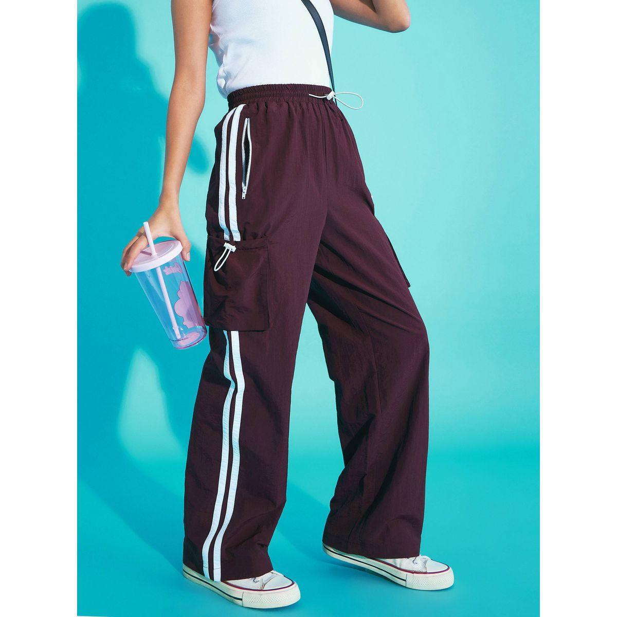Noh-Voh X Styli  Contrast Side Tape Cargo Parachute Pants-girls-clothing-bottoms-trousers-image-1