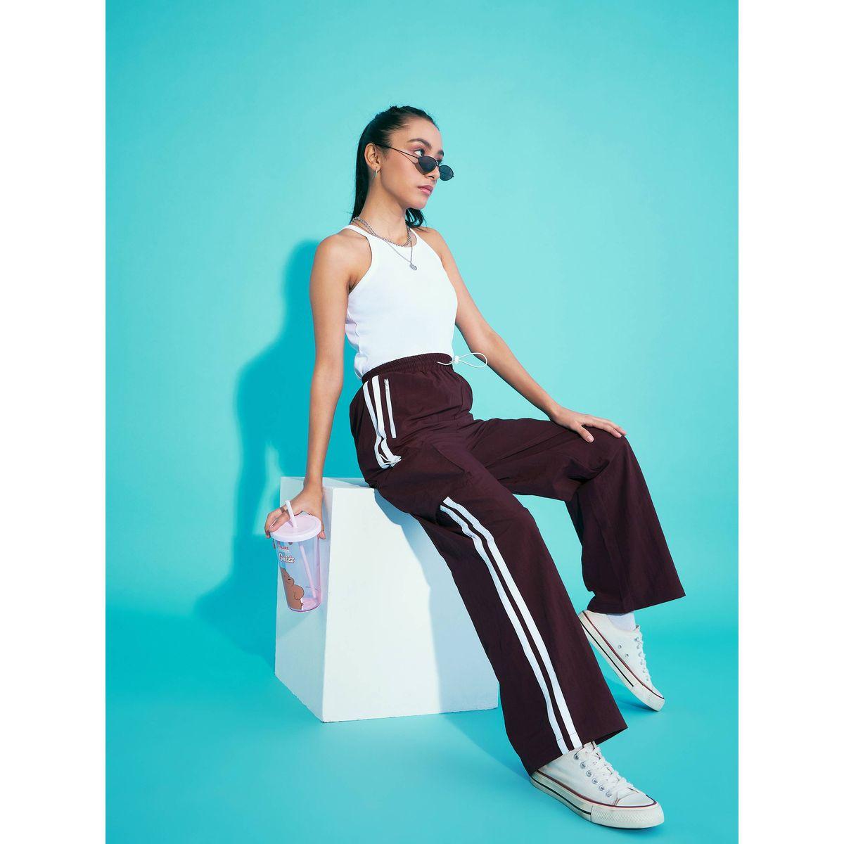 Noh-Voh X Styli  Contrast Side Tape Cargo Parachute Pants-girls-clothing-bottoms-trousers-image-2
