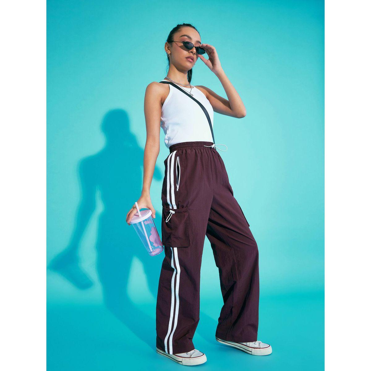 Noh-Voh X Styli  Contrast Side Tape Cargo Parachute Pants-girls-clothing-bottoms-trousers-image-6