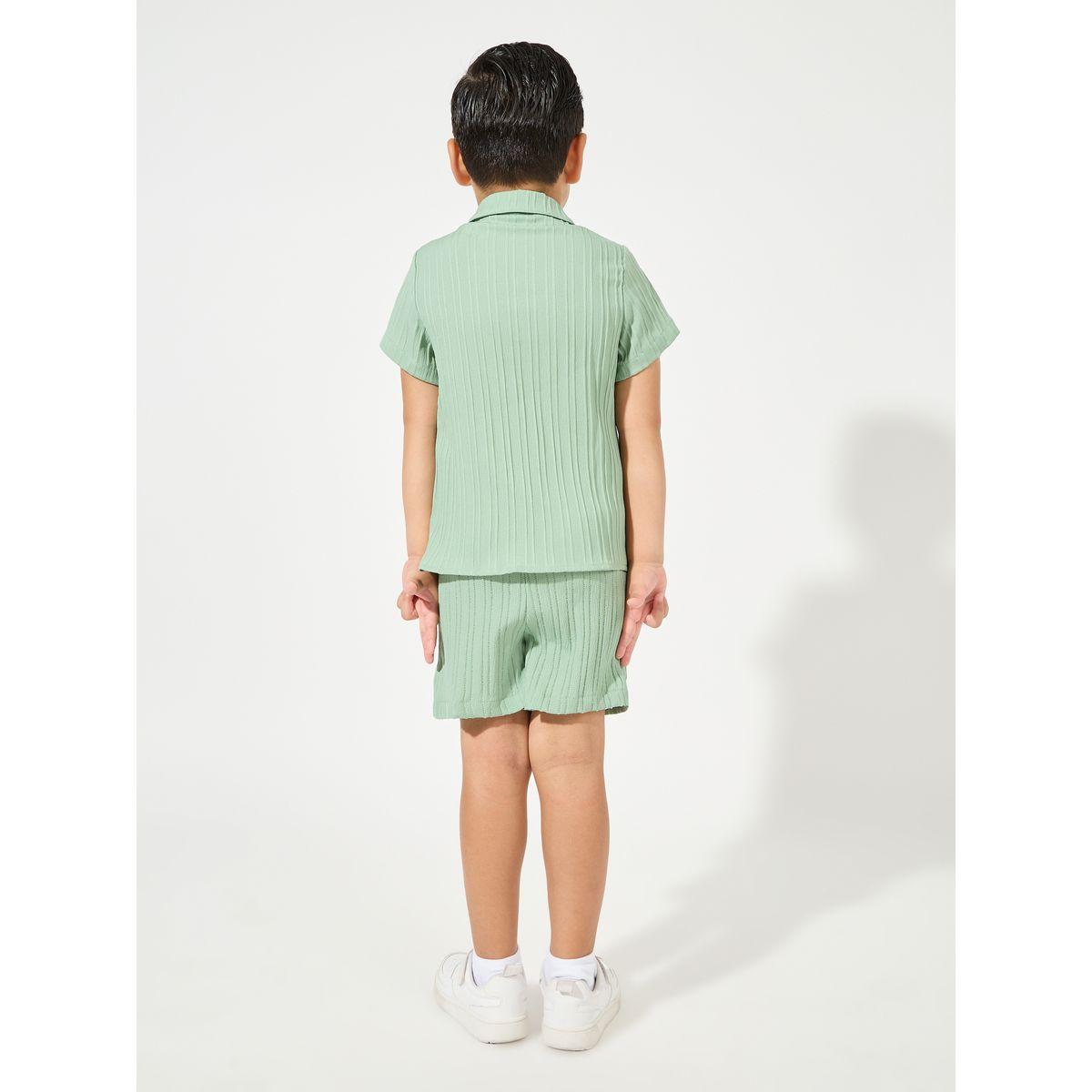 Styli Elevate Textured Shirt & Patch Detail Shorts Set-boys-clothing-setsandcoords-image-4