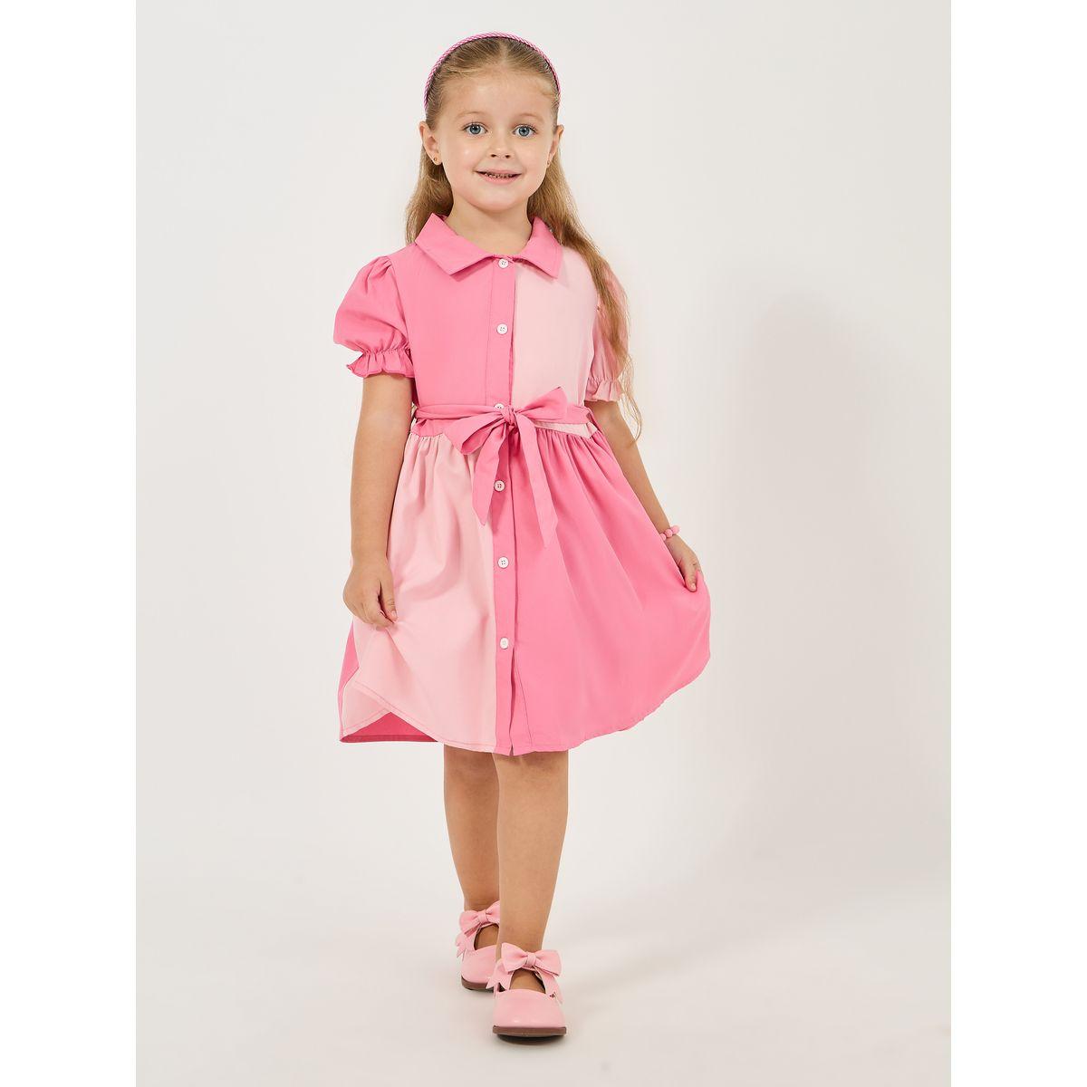 فستان بنمط كتل الالوان مع اكمام منفوخة-girls-clothing-dressesandjumpsuits-image-1