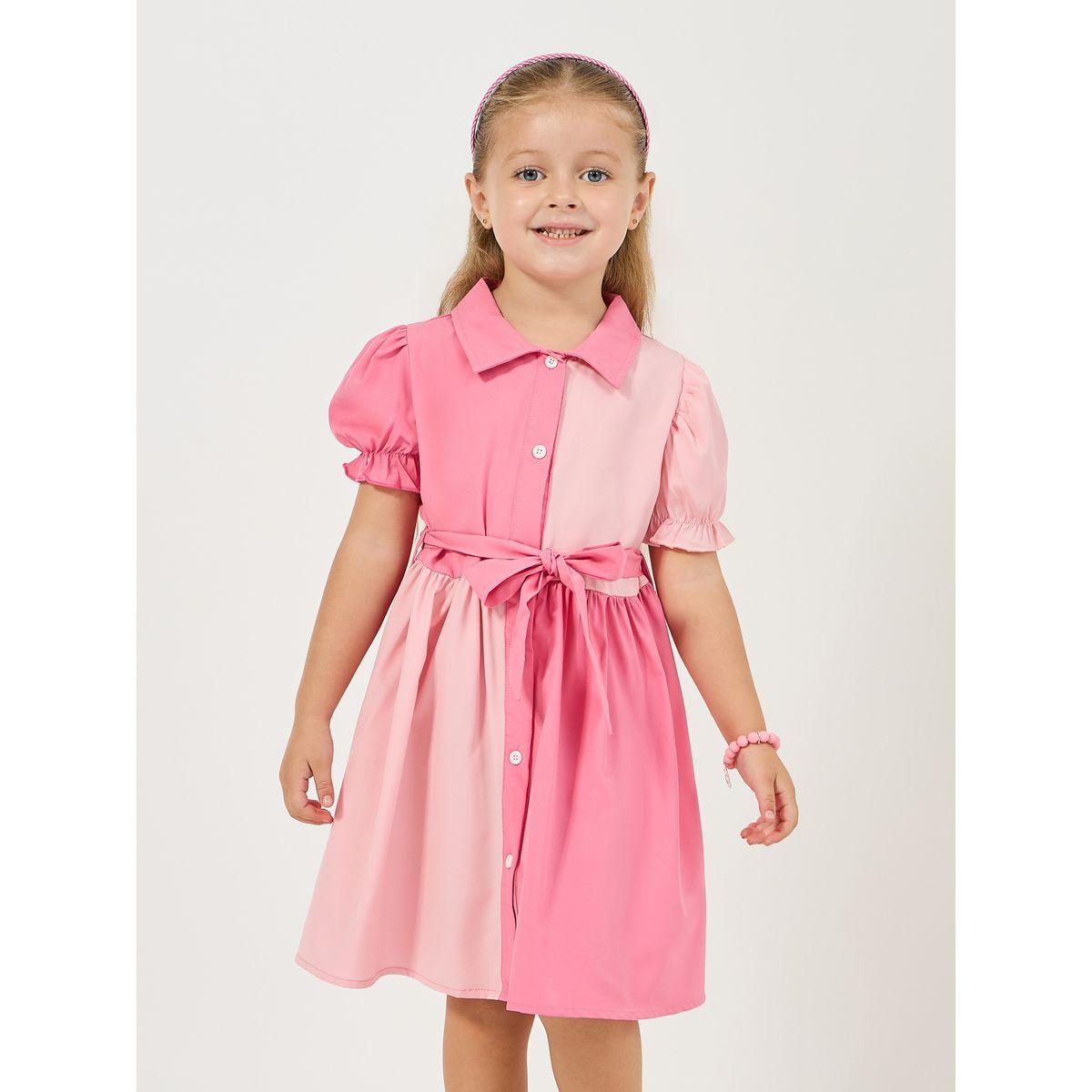 فستان بنمط كتل الالوان مع اكمام منفوخة-girls-clothing-dressesandjumpsuits-image-2