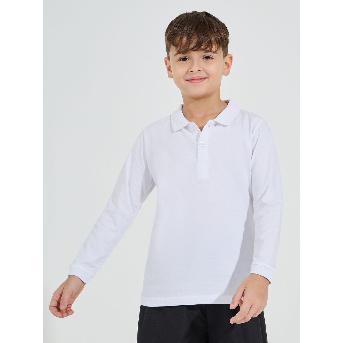 تيشيرت سادة بياقة بولو مع أكمام طويلة-boys-clothing-tshirtsandpolos-image-3
