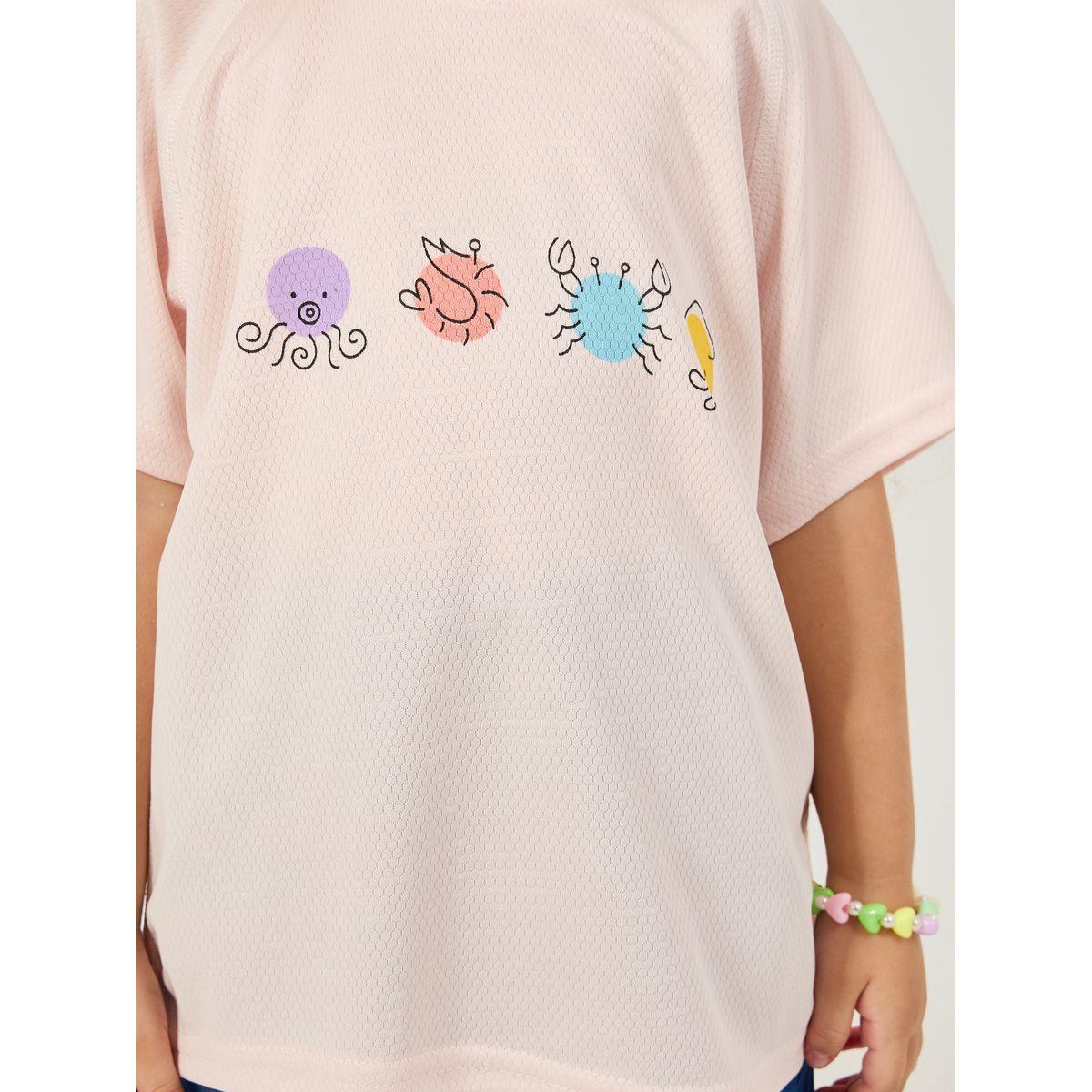 Styli Graphic Print Textured T-Shirt & Shorts Set-girls-clothing-setsandcoords-image-3