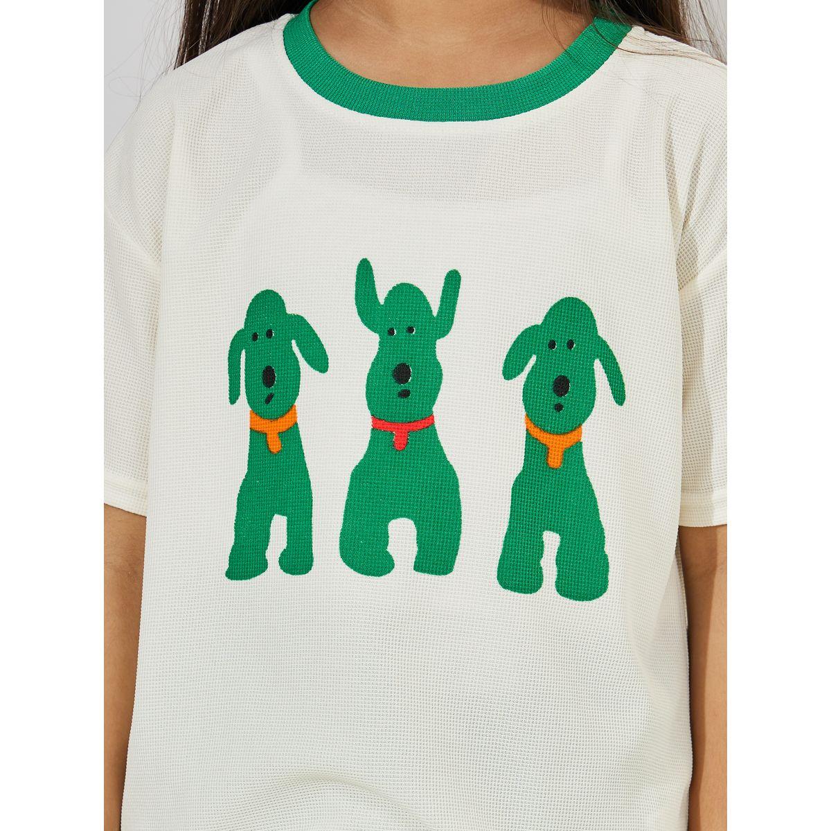 Styli Front Graphic Print T-Shirt & Shorts Set-girls-clothing-setsandcoords-image-3