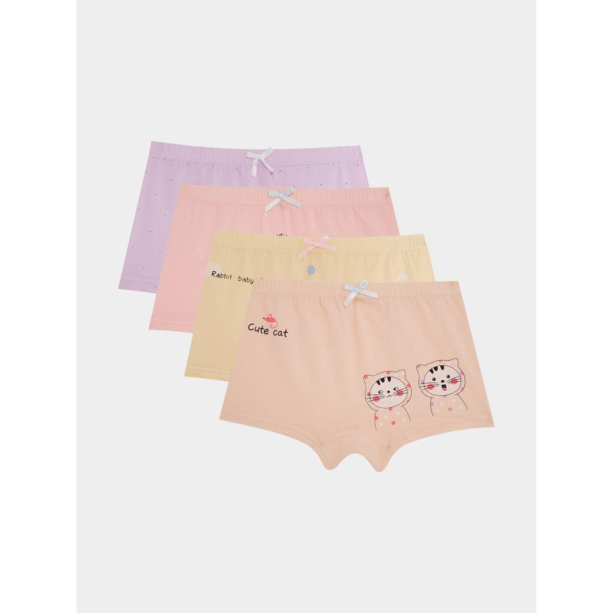 Styli Pack of 4 - Cutie Cat Print Briefs-girls-clothing-innerwear-image-1