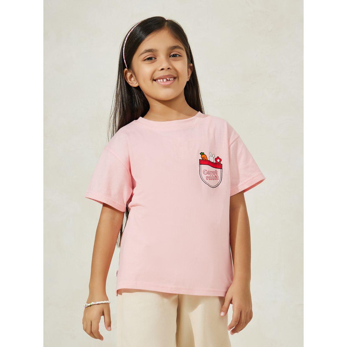 Styli Carrot & Rabbit Print Round Neck T-Shirt-girls-clothing-tshirts-image-1