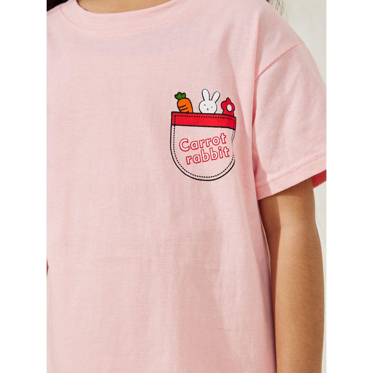 Styli Carrot & Rabbit Print Round Neck T-Shirt-girls-clothing-tshirts-image-3