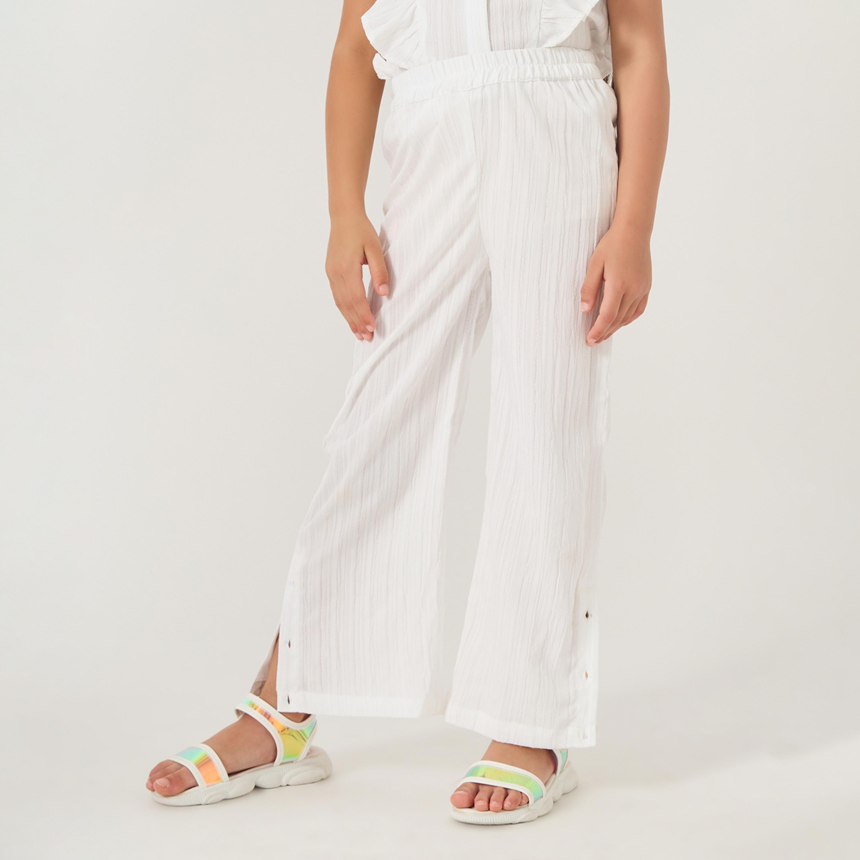 Styli Kids Coord Set With Tie Up Collared Shirt And Wide Leg Pants-girls-clothing-setsandcoords-image-3