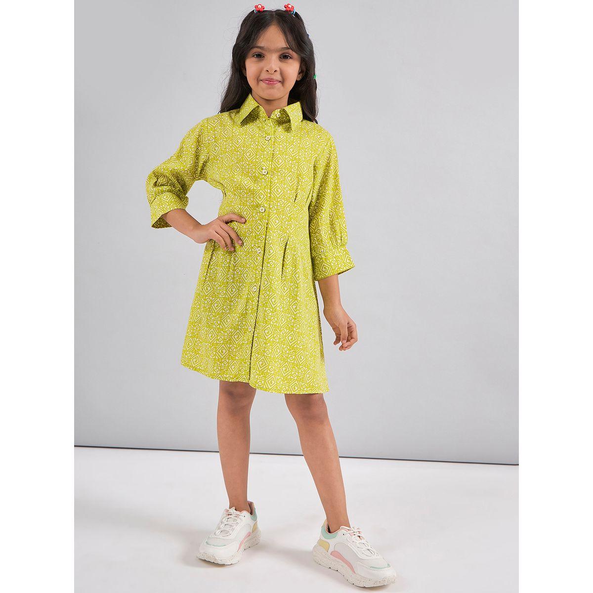 Stylo Bug X Styli All Over Print 3/4 Sleeves Shirt Dress-girls-clothing-dressesandjumpsuits-image-1
