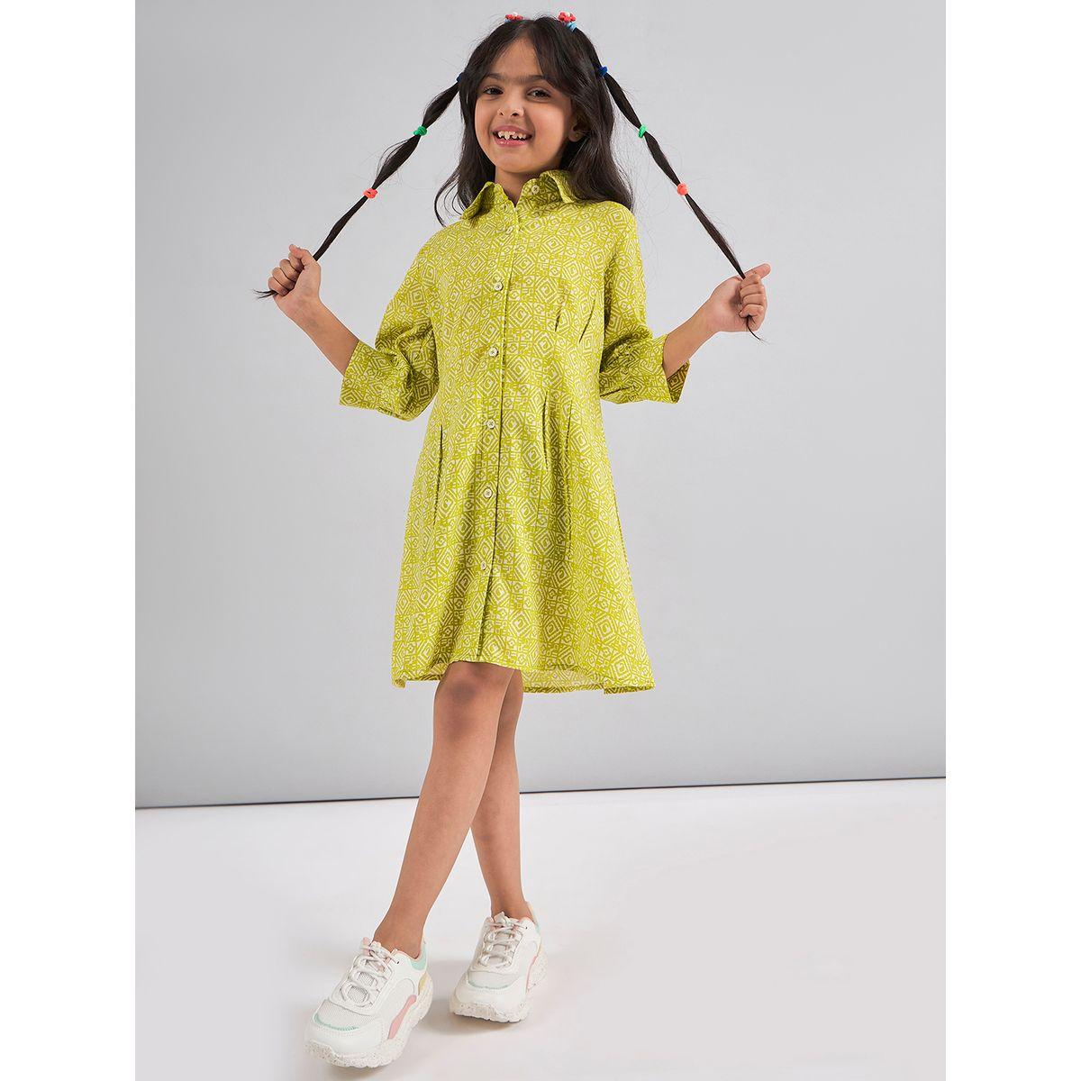 Stylo Bug X Styli All Over Print 3/4 Sleeves Shirt Dress-girls-clothing-dressesandjumpsuits-image-2