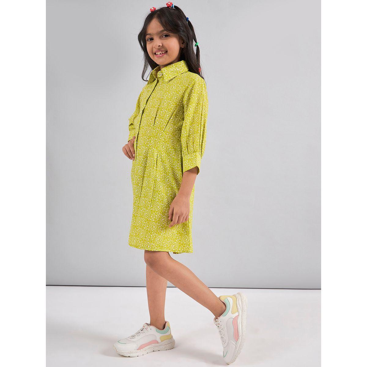 Stylo Bug X Styli All Over Print 3/4 Sleeves Shirt Dress-girls-clothing-dressesandjumpsuits-image-3