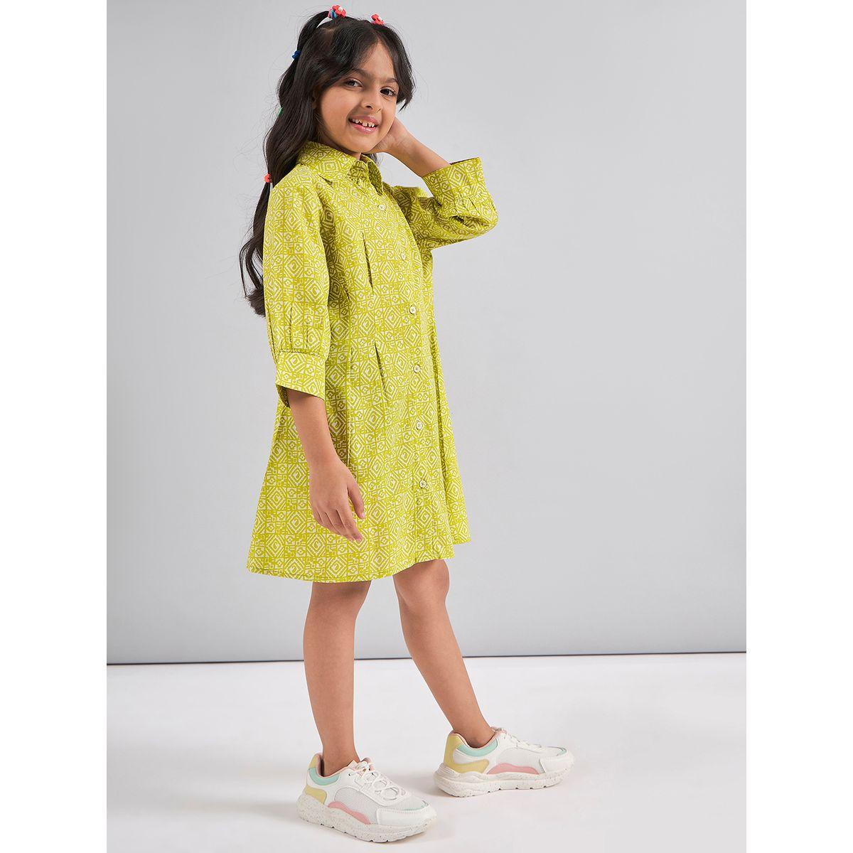 Stylo Bug X Styli All Over Print 3/4 Sleeves Shirt Dress-girls-clothing-dressesandjumpsuits-image-4