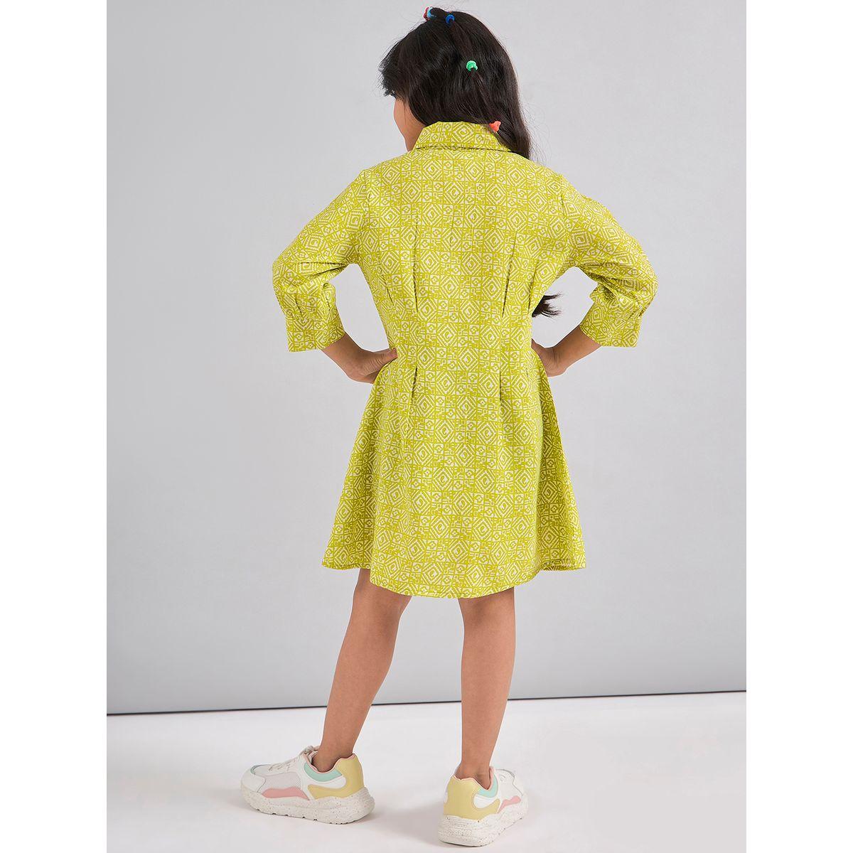 Stylo Bug X Styli All Over Print 3/4 Sleeves Shirt Dress-girls-clothing-dressesandjumpsuits-image-5
