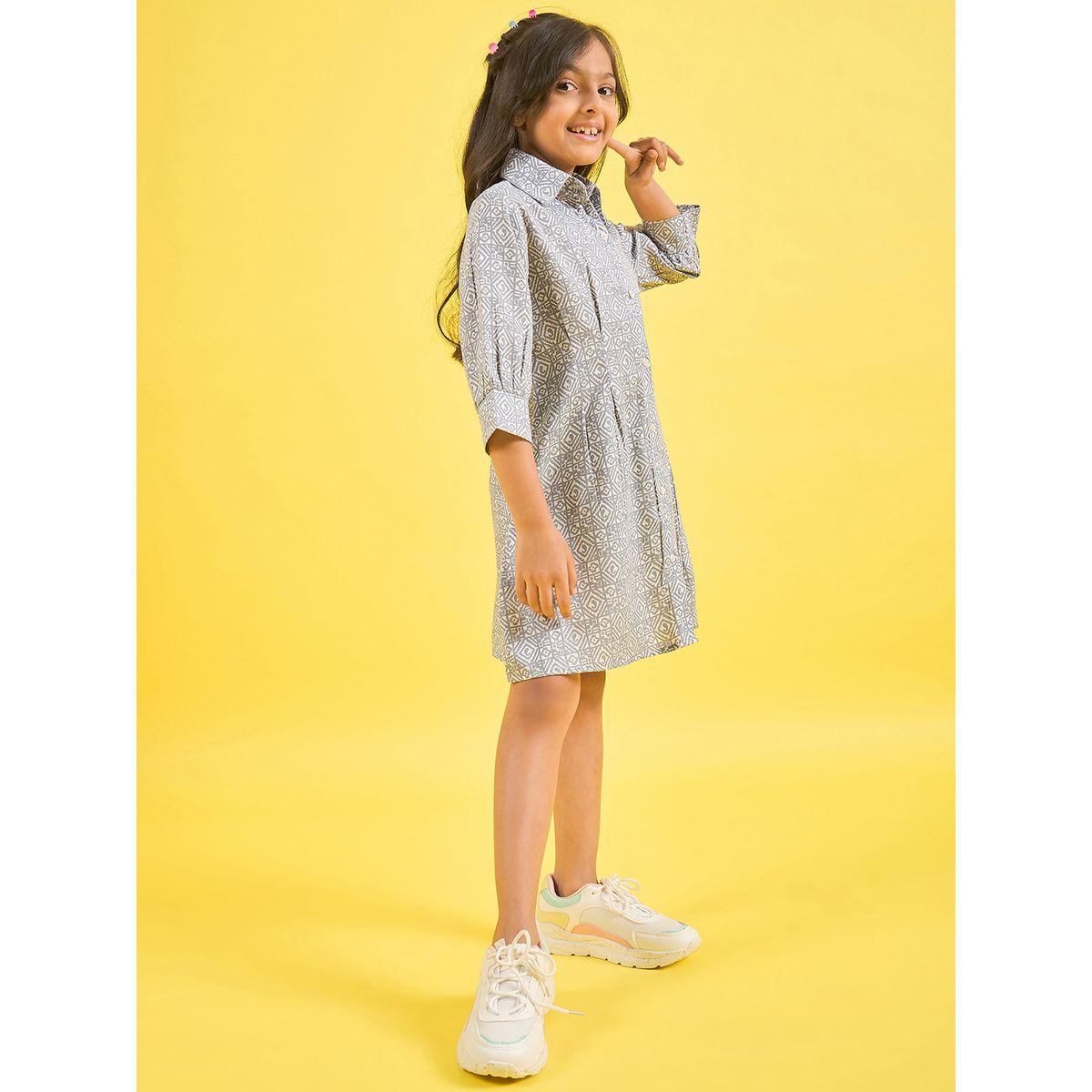 فستان مطبع بالكامل مع اكمام 3/4 ستايلو بَج × ستايلي-girls-clothing-dressesandjumpsuits-image-4