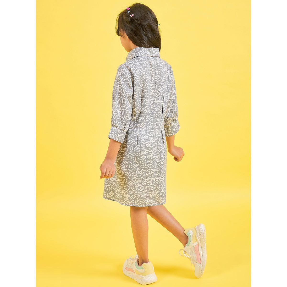 فستان مطبع بالكامل مع اكمام 3/4 ستايلو بَج × ستايلي-girls-clothing-dressesandjumpsuits-image-5