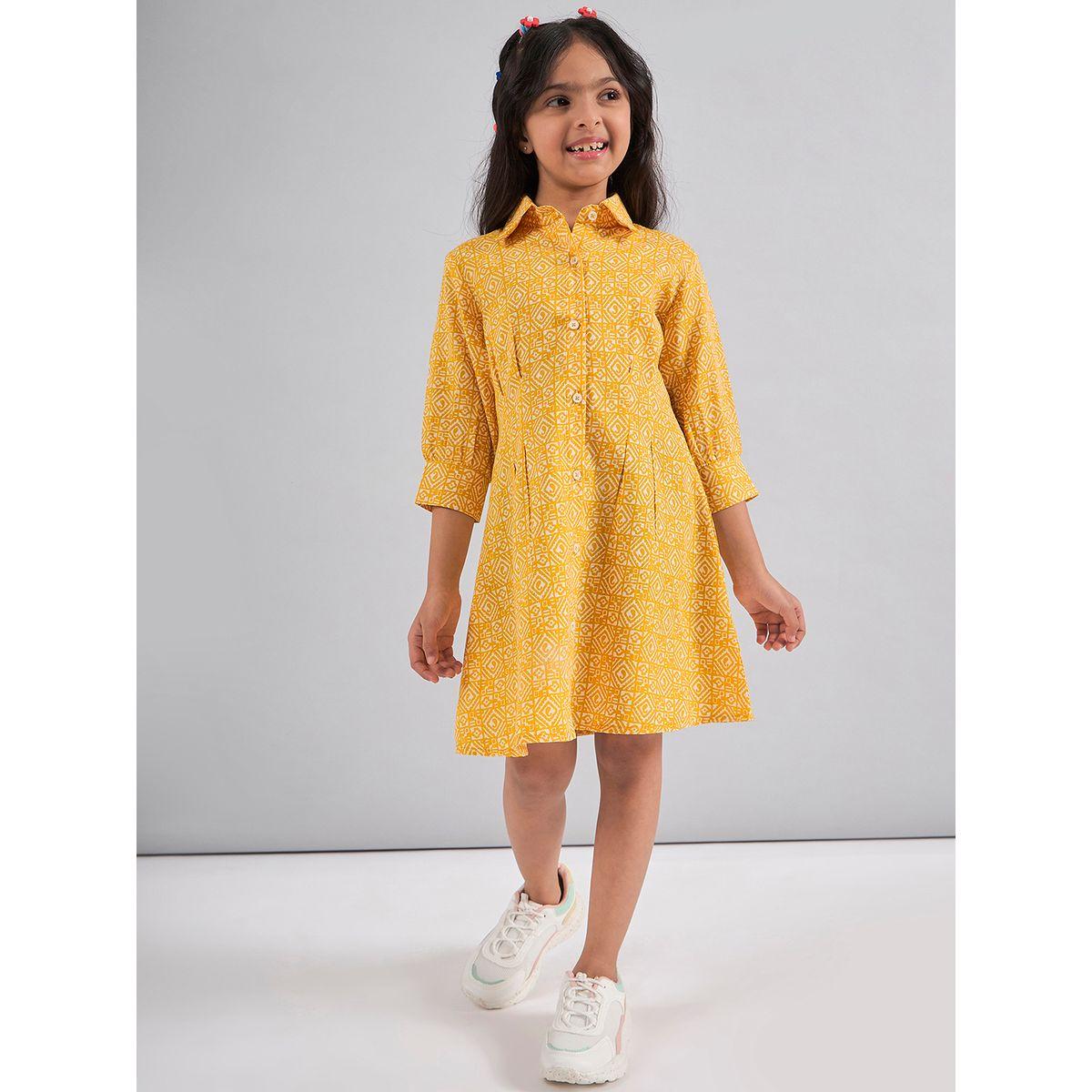 Stylo Bug X Styli All Over Print 3/4 Sleeves Shirt Dress-girls-clothing-dressesandjumpsuits-image-1