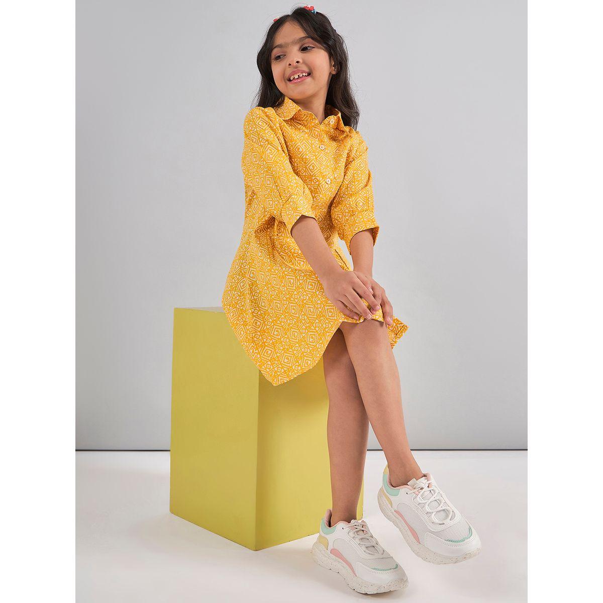 Stylo Bug X Styli All Over Print 3/4 Sleeves Shirt Dress-girls-clothing-dressesandjumpsuits-image-2