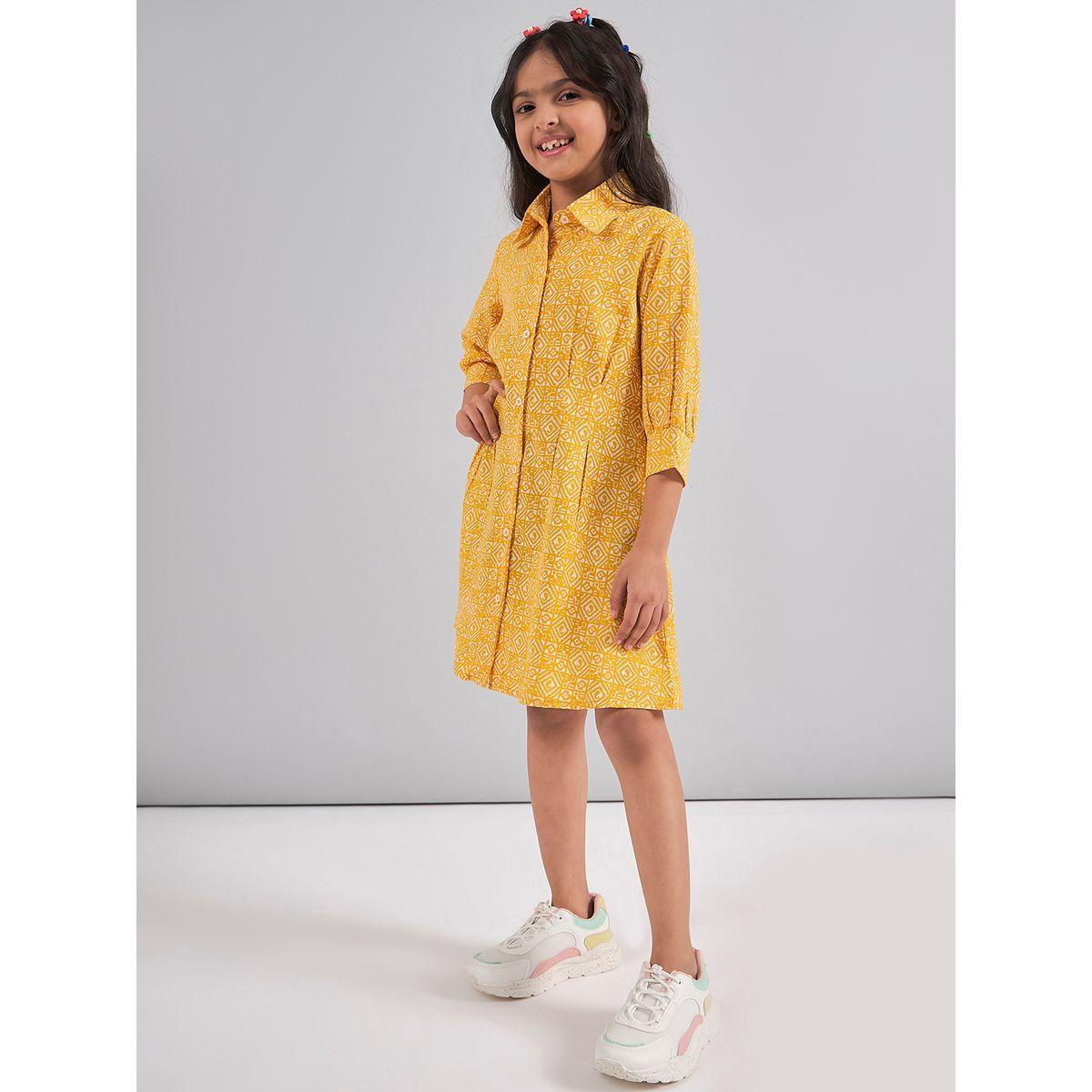 Stylo Bug X Styli All Over Print 3/4 Sleeves Shirt Dress-girls-clothing-dressesandjumpsuits-image-3