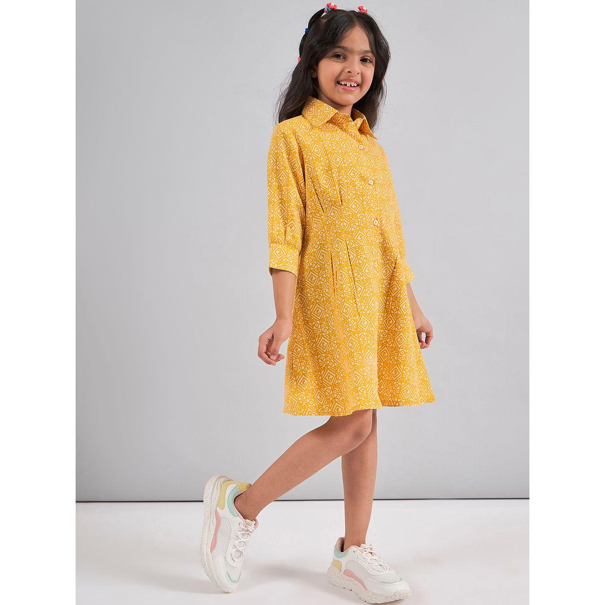 Stylo Bug X Styli All Over Print 3/4 Sleeves Shirt Dress-girls-clothing-dressesandjumpsuits-image-4