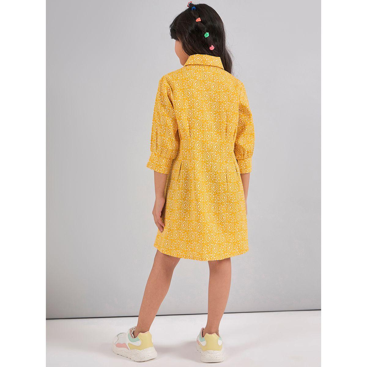Stylo Bug X Styli All Over Print 3/4 Sleeves Shirt Dress-girls-clothing-dressesandjumpsuits-image-5