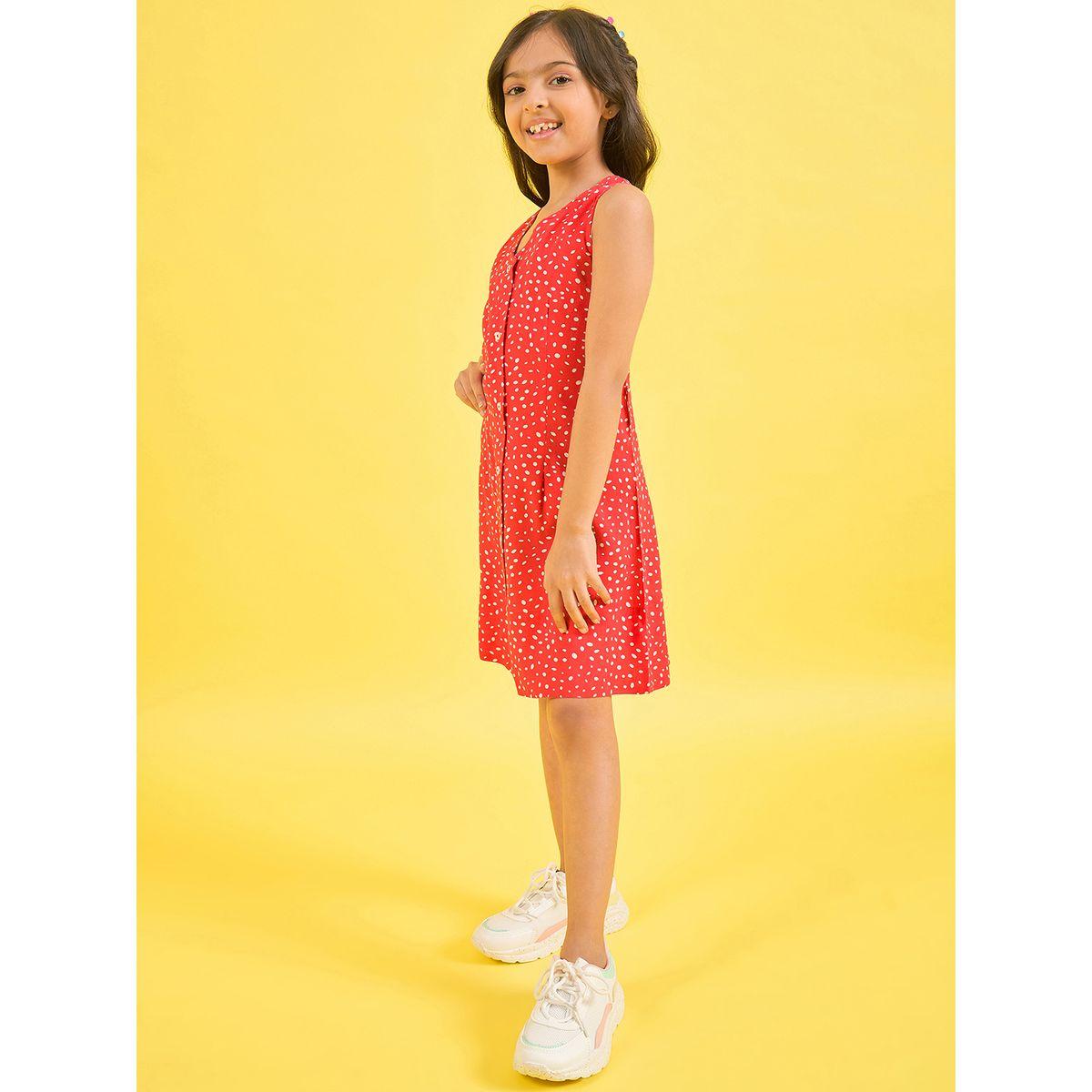 Stylo Bug X Styli Spot Print V Neck Casual Dress-girls-clothing-dressesandjumpsuits-image-3