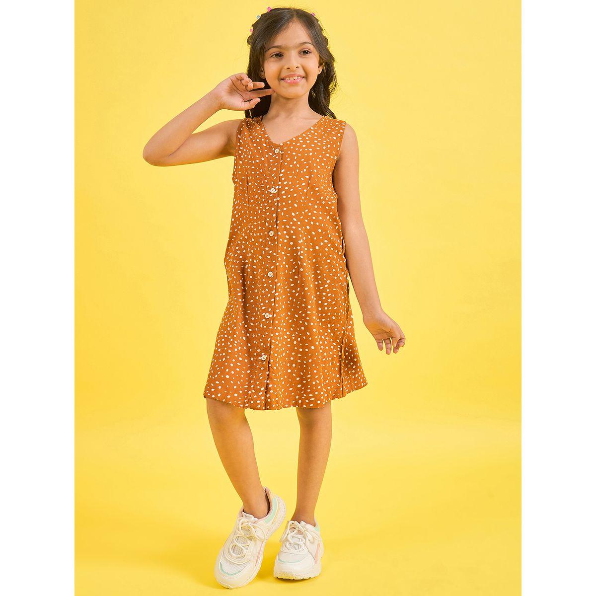 Stylo Bug X Styli Spot Print V Neck Casual Dress-girls-clothing-dressesandjumpsuits-image-1