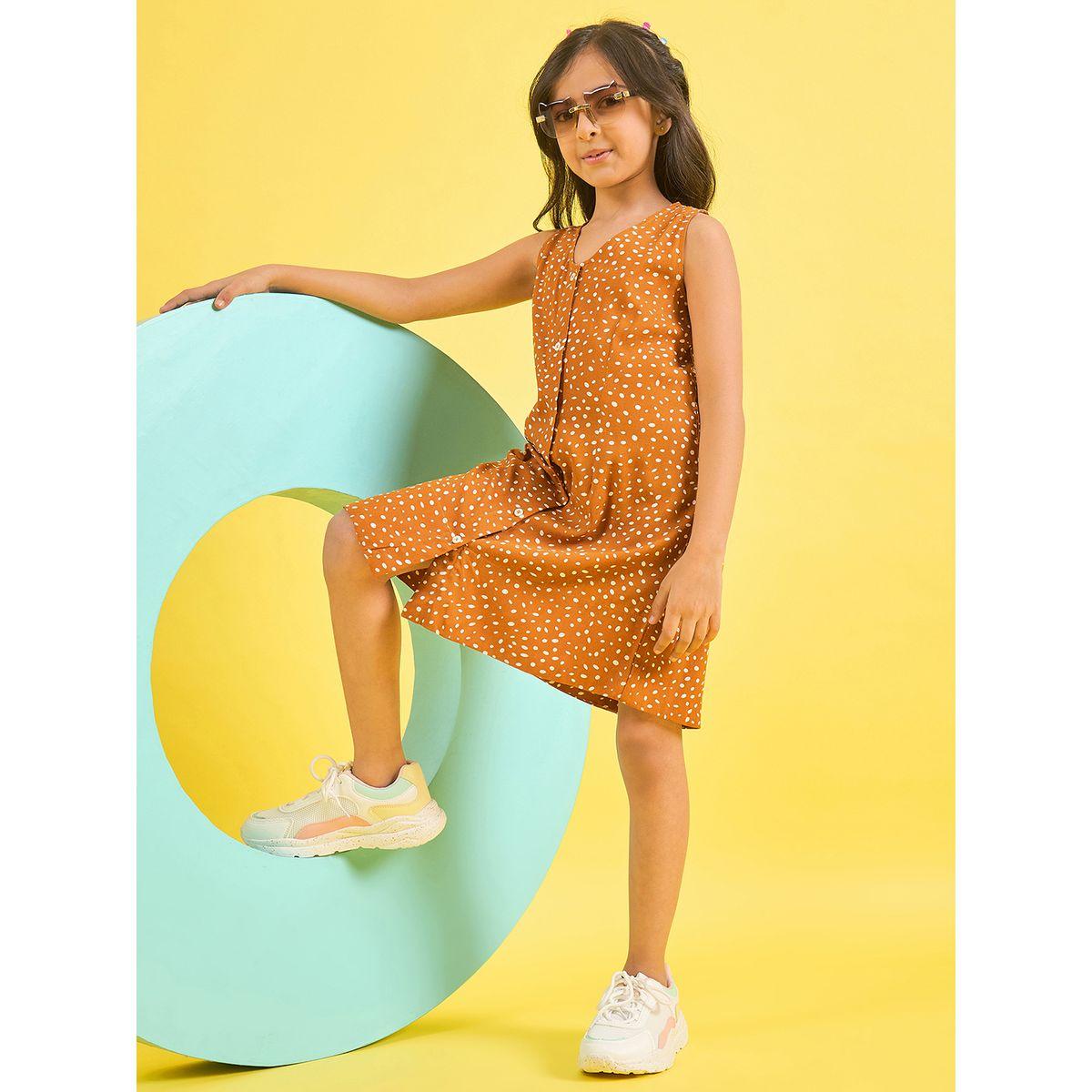 Stylo Bug X Styli Spot Print V Neck Casual Dress-girls-clothing-dressesandjumpsuits-image-2