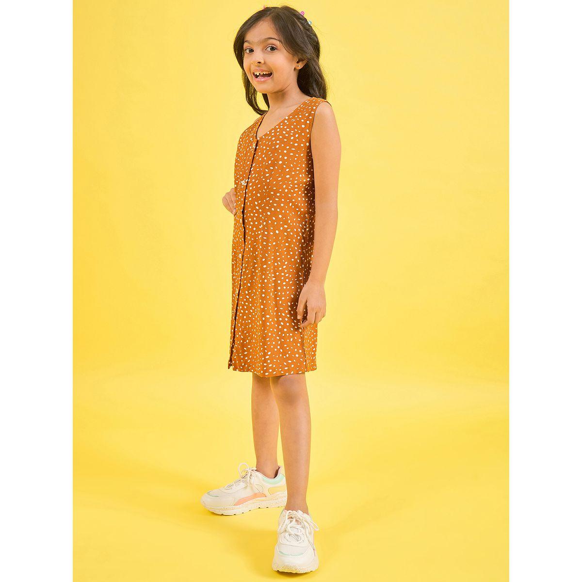 Stylo Bug X Styli Spot Print V Neck Casual Dress-girls-clothing-dressesandjumpsuits-image-3