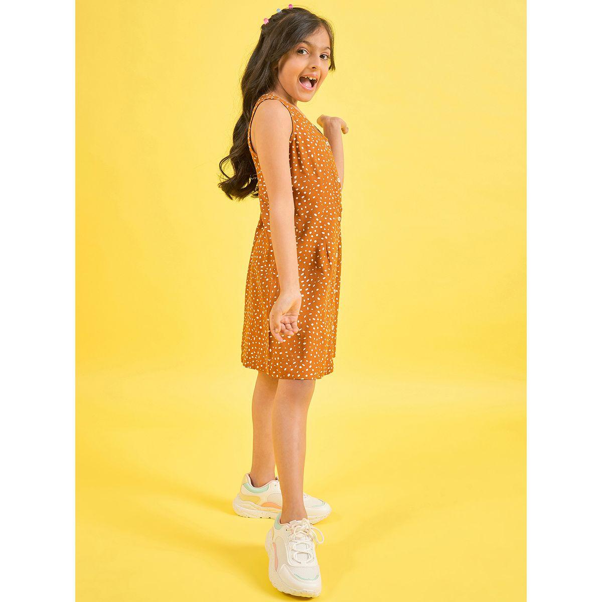 Stylo Bug X Styli Spot Print V Neck Casual Dress-girls-clothing-dressesandjumpsuits-image-4