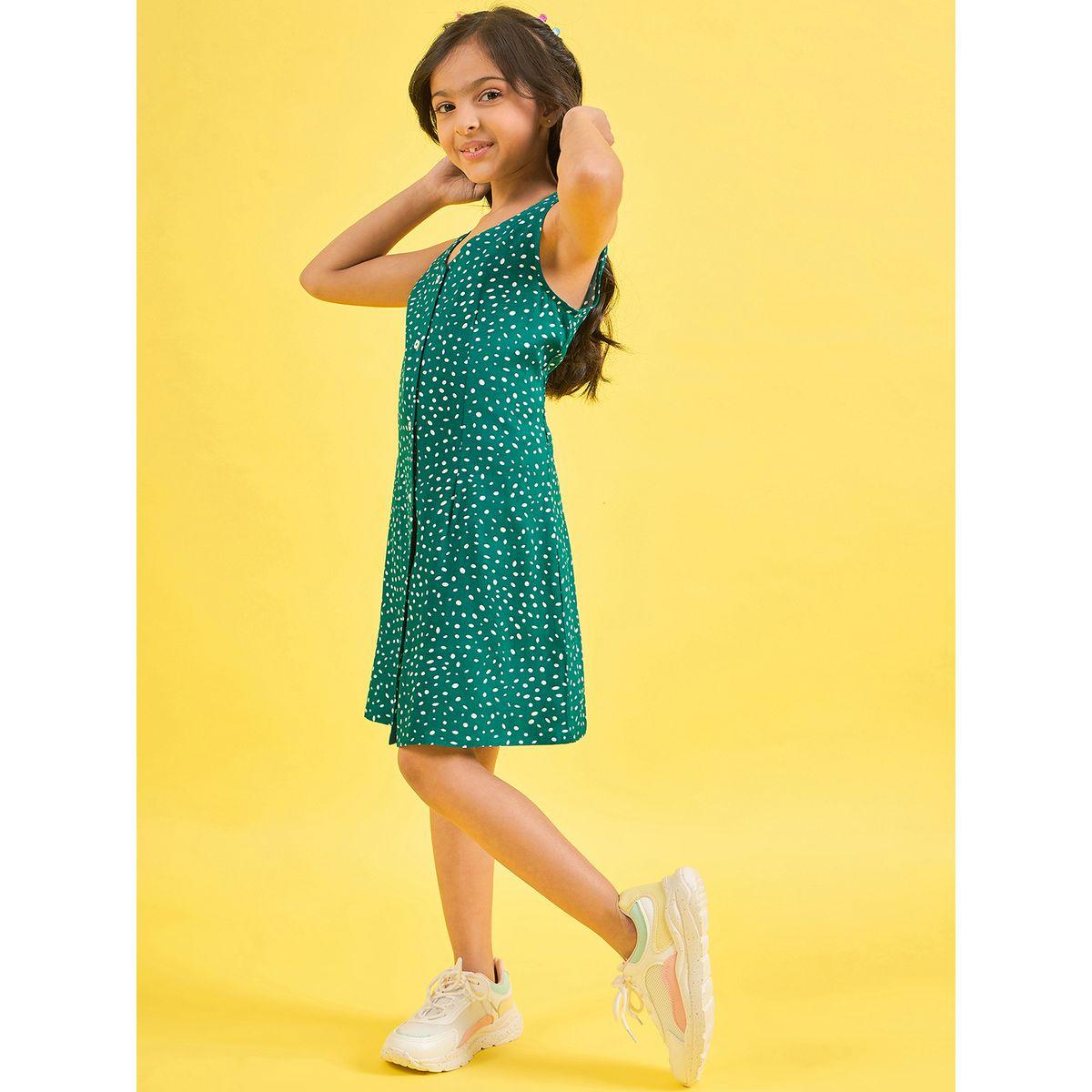 فستان بطول الركبة وبلا اكمام مع ازرار غلق ستايلو بَج × ستايلي-girls-clothing-dressesandjumpsuits-image-3