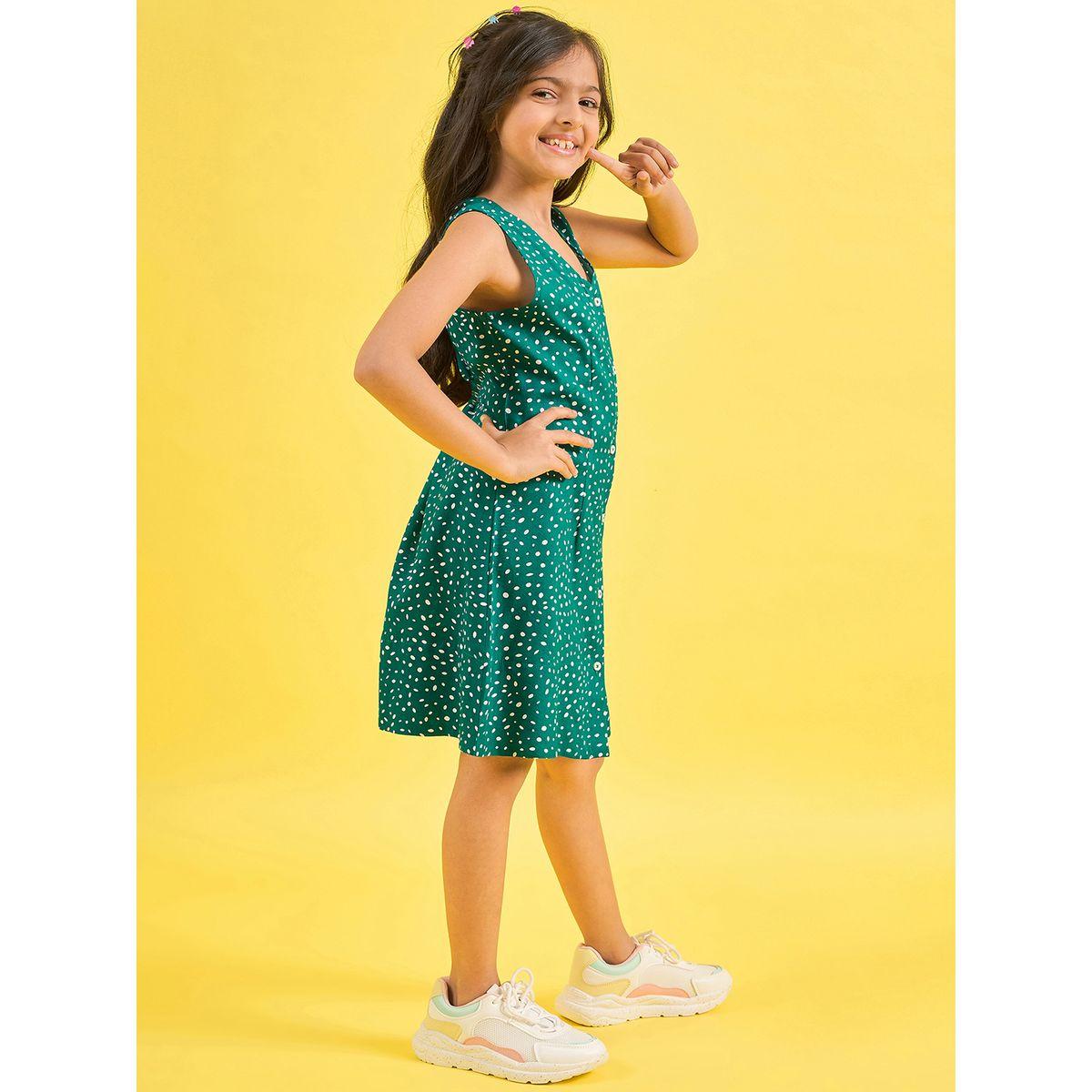 فستان بطول الركبة وبلا اكمام مع ازرار غلق ستايلو بَج × ستايلي-girls-clothing-dressesandjumpsuits-image-4