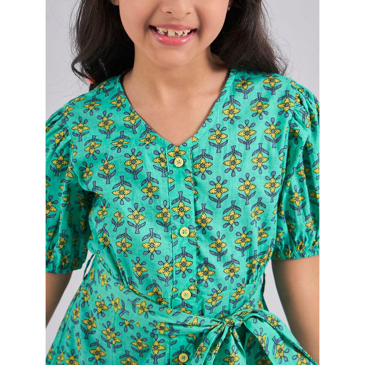 فستان كاجوال مطبع بزهور مع حزام خصر ستايلو بَج × ستايلي-girls-clothing-dressesandjumpsuits-image-6