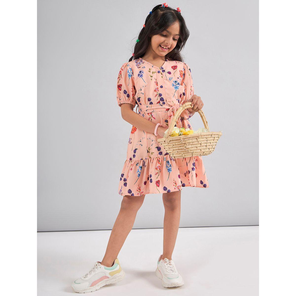 فستان كاجوال مطبع بزهور مع حزام خصر ستايلو بَج × ستايلي-girls-clothing-dressesandjumpsuits-image-2