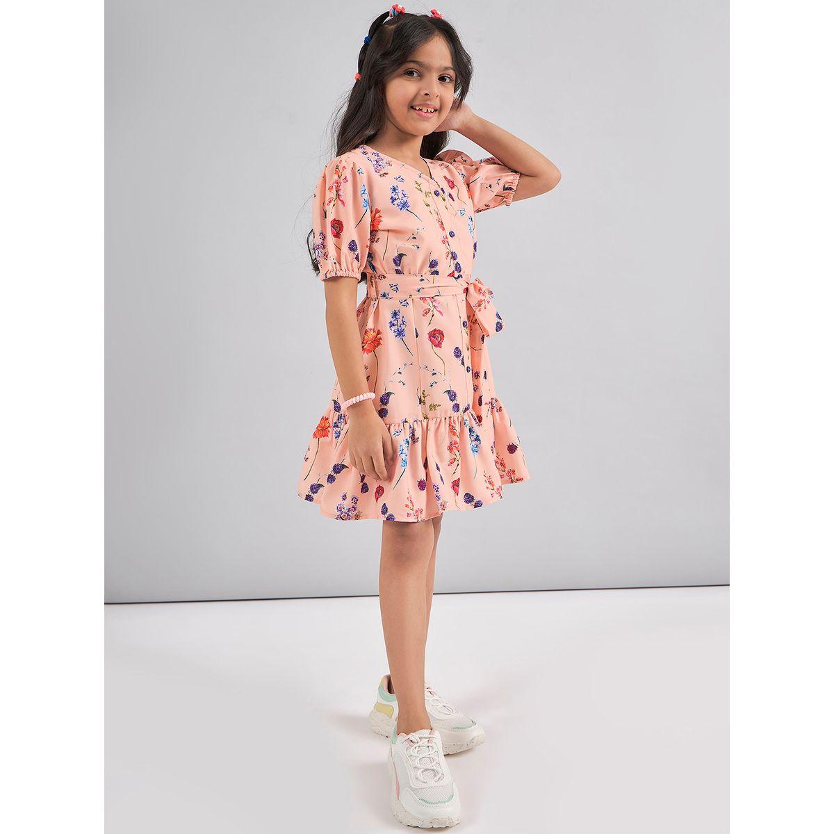 فستان كاجوال مطبع بزهور مع حزام خصر ستايلو بَج × ستايلي-girls-clothing-dressesandjumpsuits-image-4