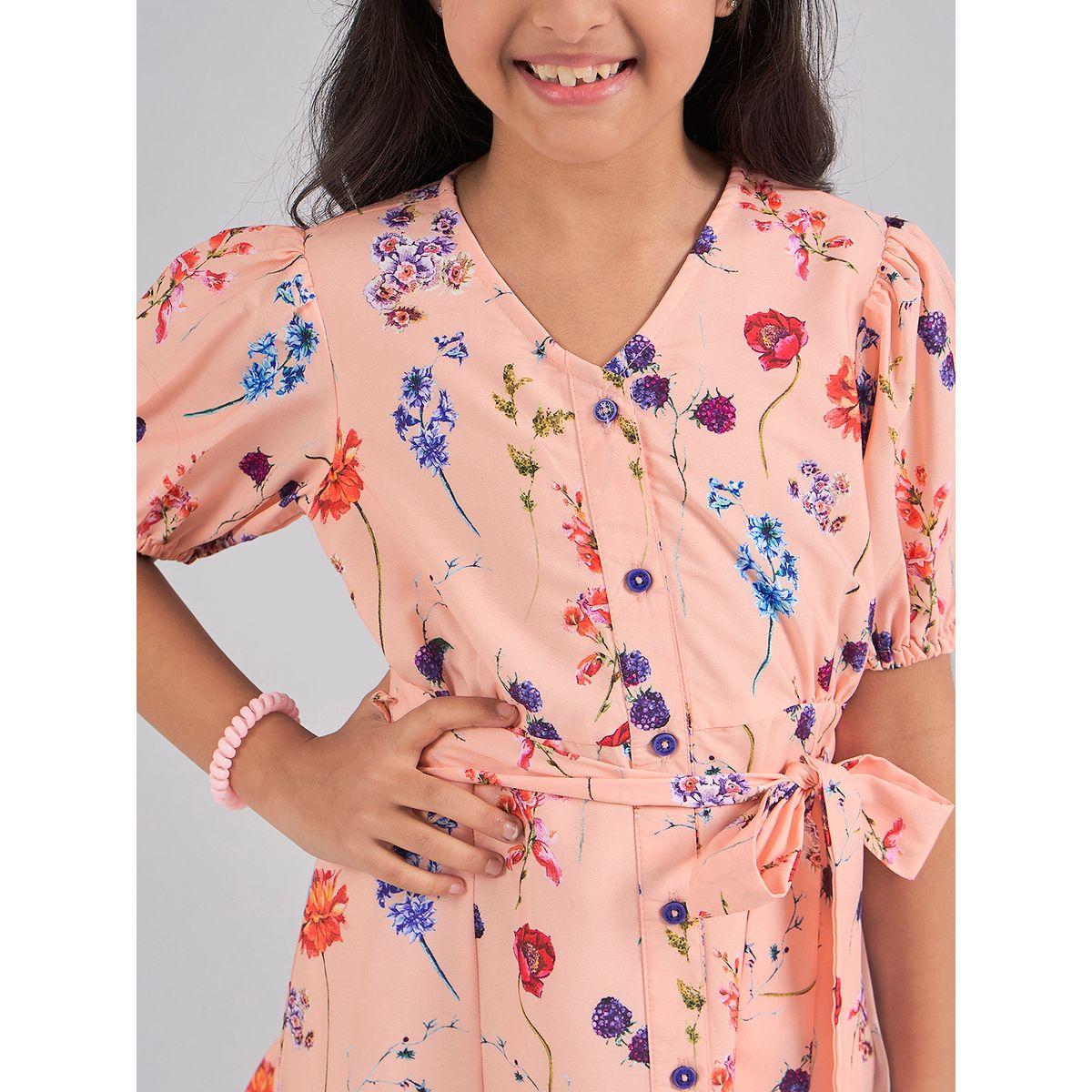 فستان كاجوال مطبع بزهور مع حزام خصر ستايلو بَج × ستايلي-girls-clothing-dressesandjumpsuits-image-6