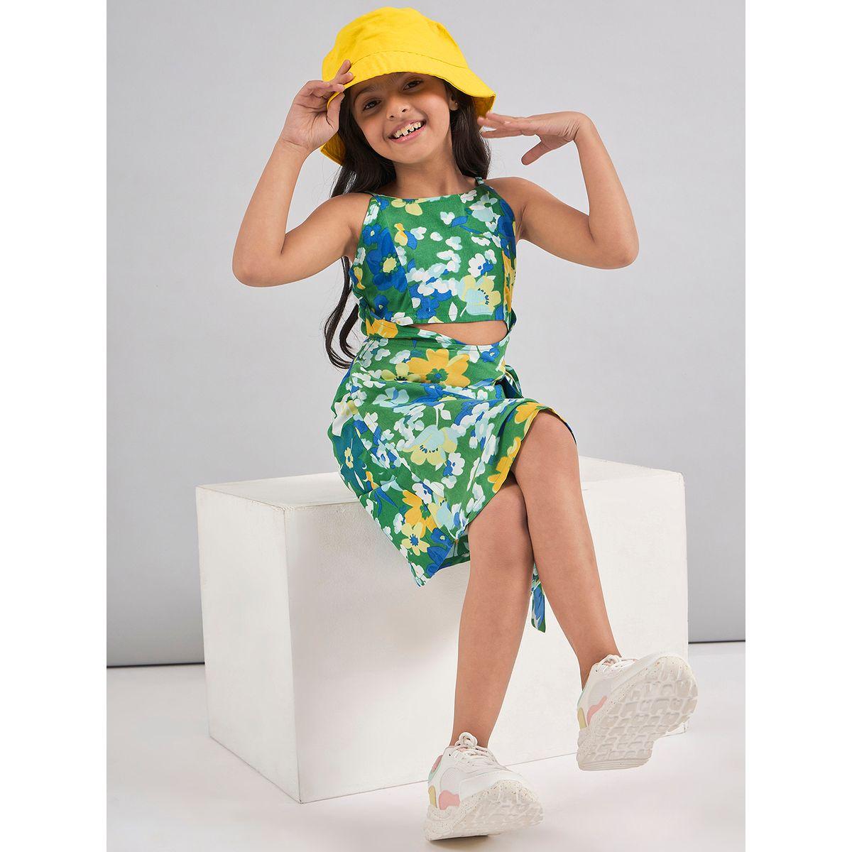 فستان مطبع بزهور ومزين بفتحات ستايلو بَج × ستايلي-girls-clothing-dressesandjumpsuits-image-2