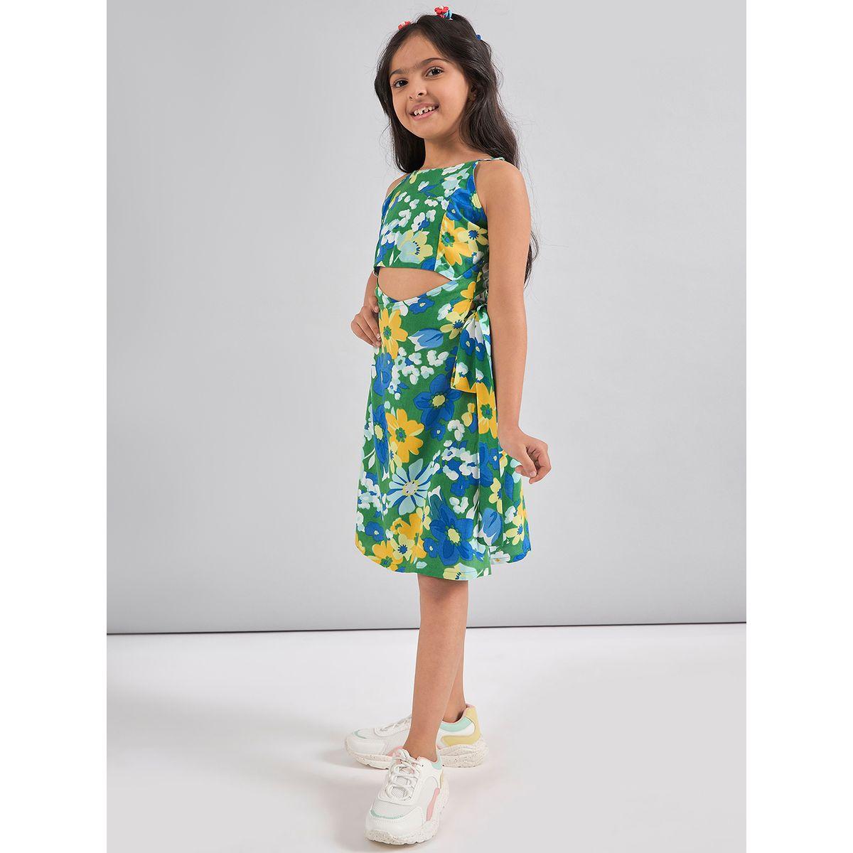 فستان مطبع بزهور ومزين بفتحات ستايلو بَج × ستايلي-girls-clothing-dressesandjumpsuits-image-3