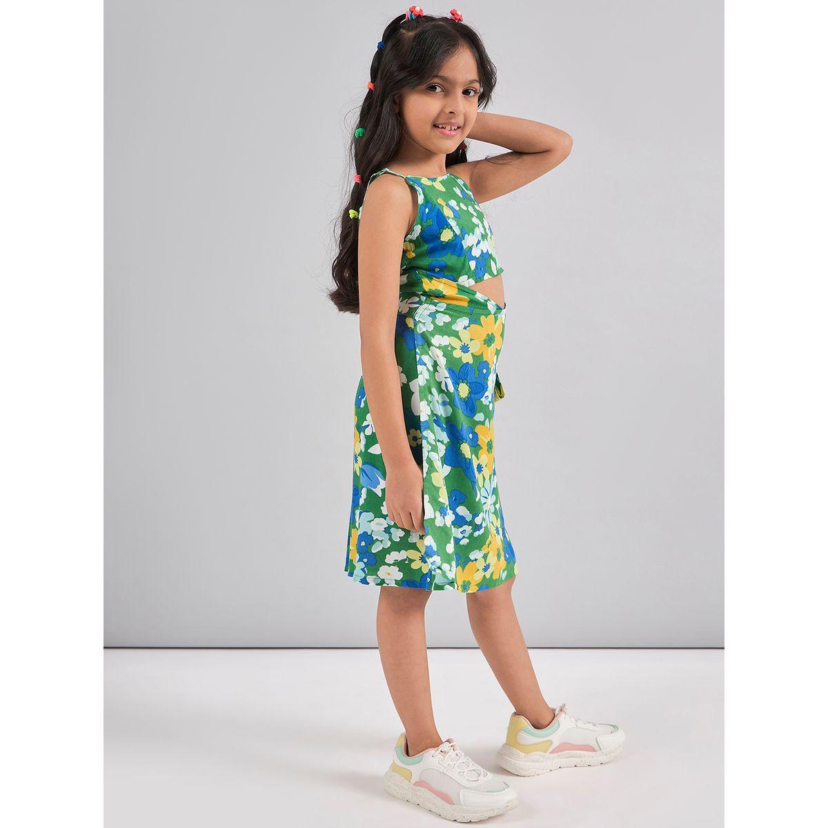 فستان مطبع بزهور ومزين بفتحات ستايلو بَج × ستايلي-girls-clothing-dressesandjumpsuits-image-4