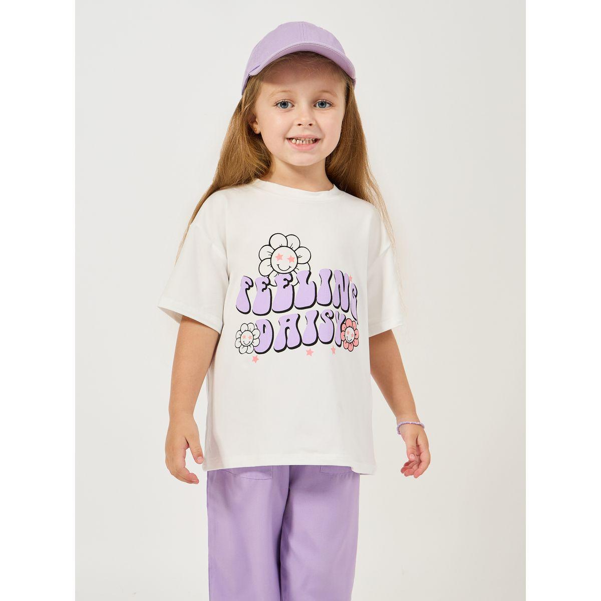 Styli Graphic Print Oversized T-Shirt & Solid Pants Set-girls-clothing-setsandcoords-image-2