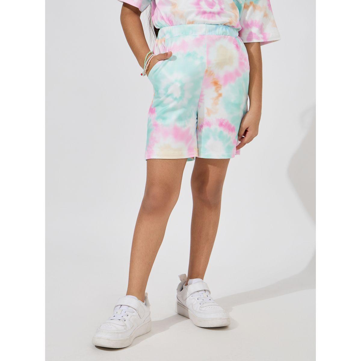 Styli Tie Dye Print Oversized T-Shirt & Shorts Set-girls-clothing-setsandcoords-image-5