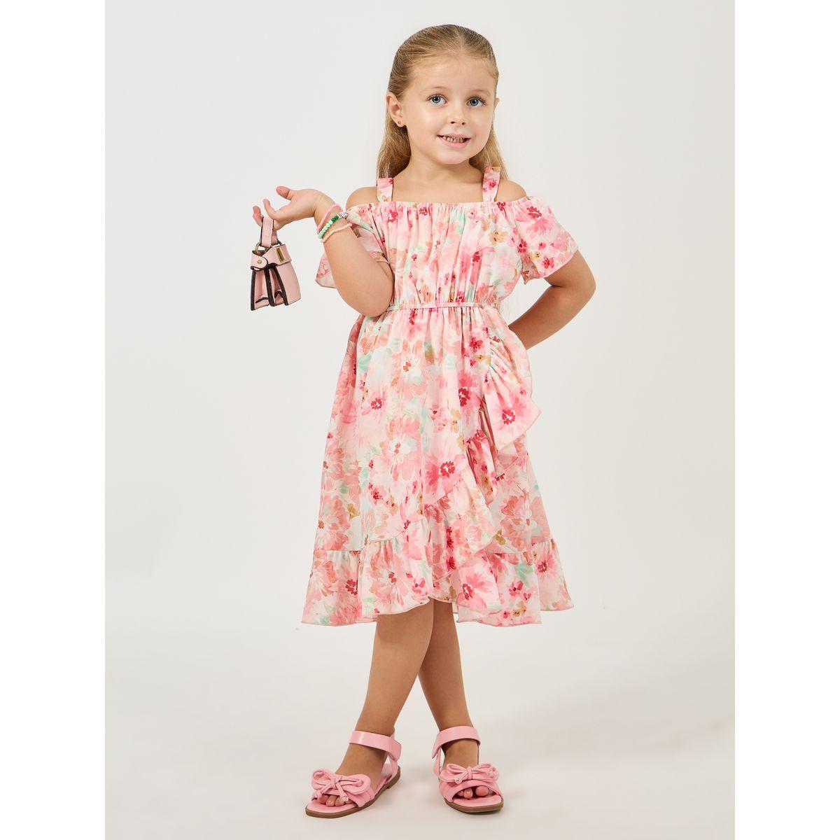 Styli Floral Print Cold Shoulder Ruffled Dress-girls-clothing-dressesandjumpsuits-image-1